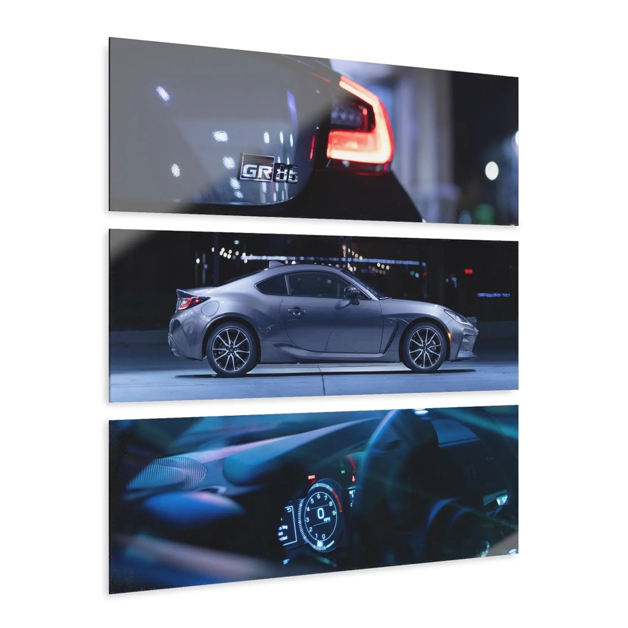 Toyota GR86 3-Piece Acrylic Wall Art #001 for Car Lovers