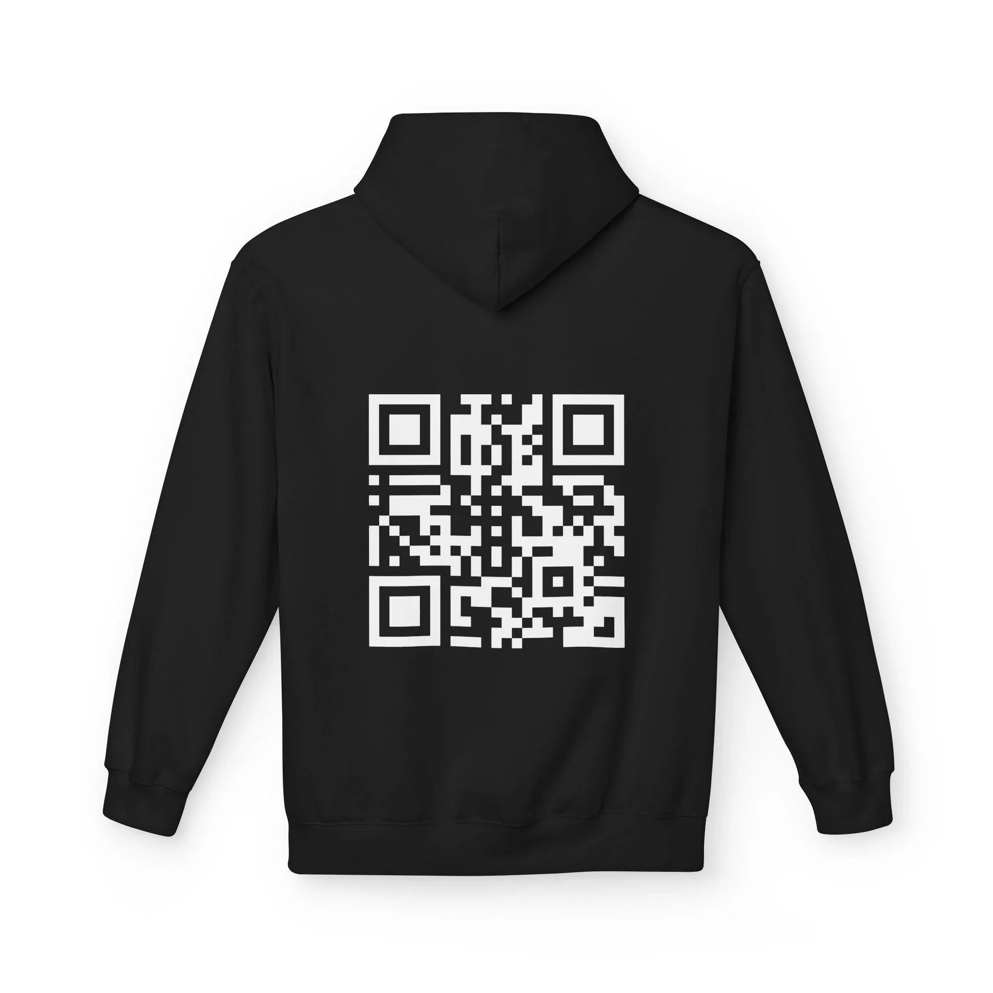 Rickroll QR Code Fleece Hoodie - Fun & Cozy Surprise Apparel