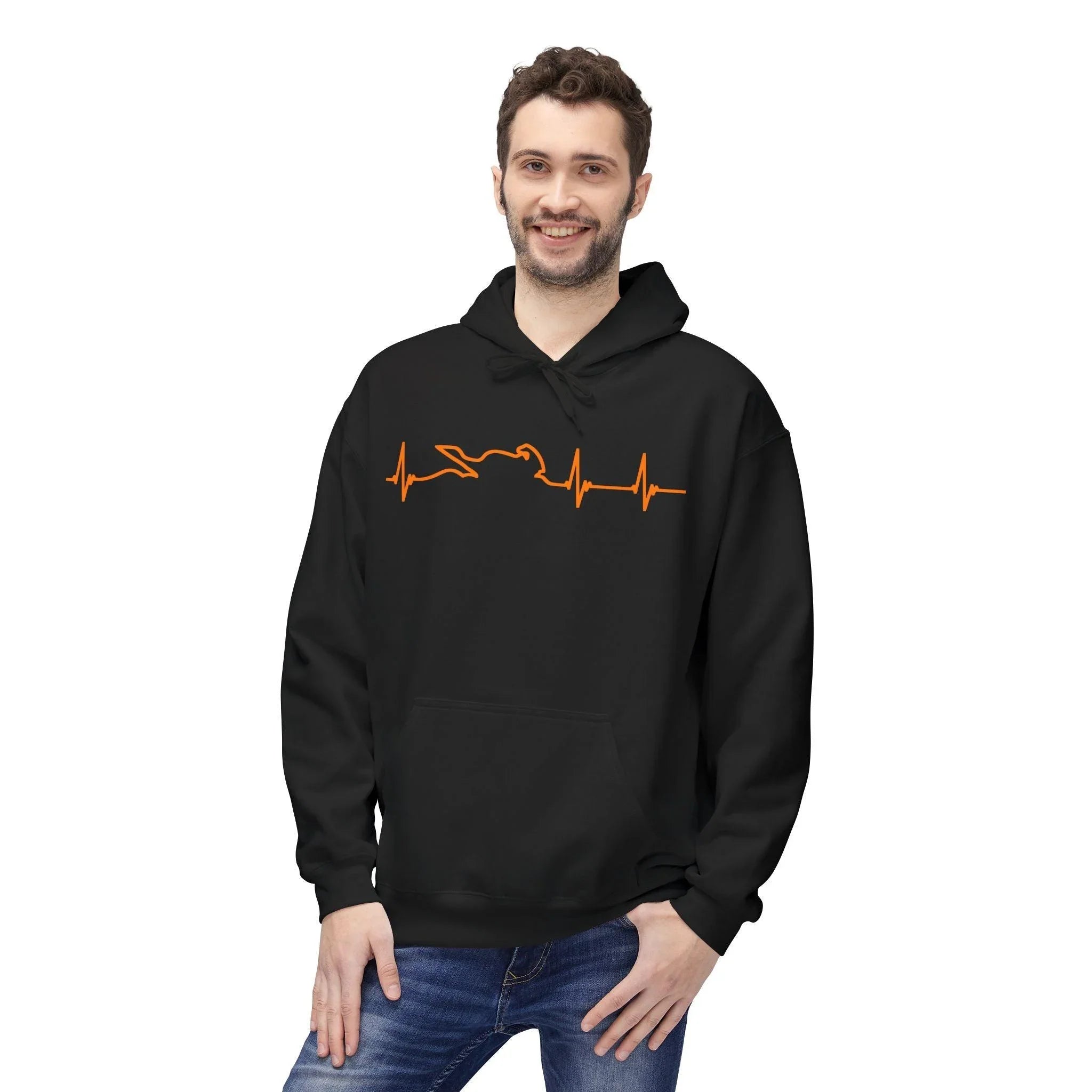 Motorcycle Passion Heartbeat Fleece Pullover Hoodie