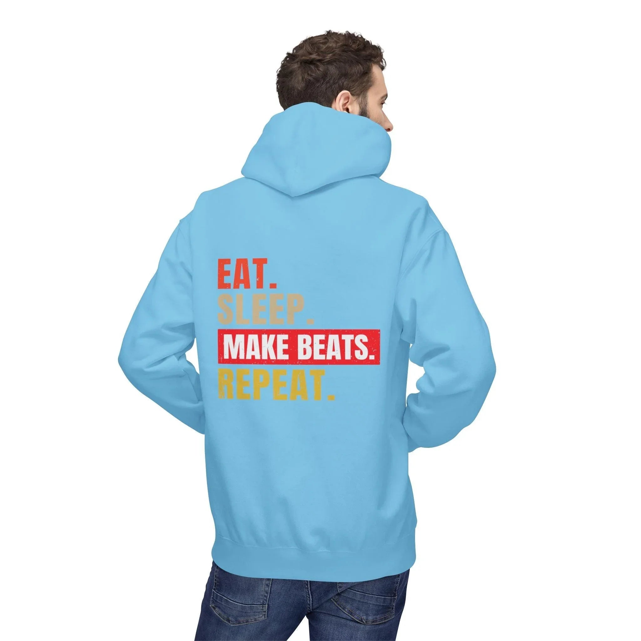 Cozy Music Producer Hoodie: 'Eat. Sleep. Make Beats. Repeat' Fleece Design