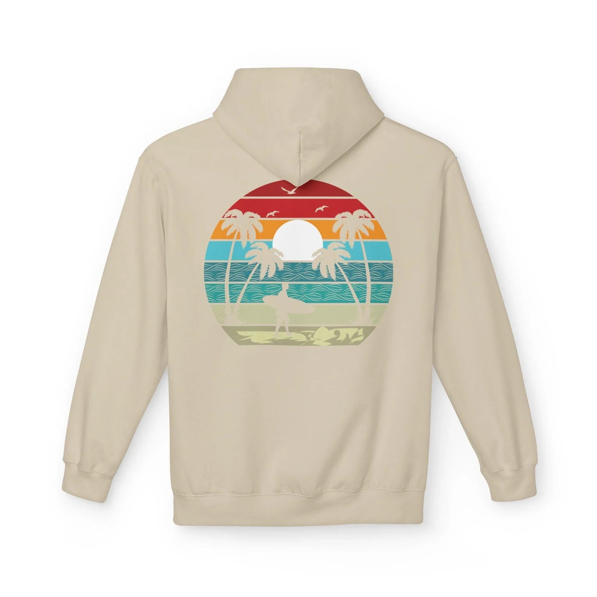 Classic Coastal Vibes Fleece Hoodie - Retro Surfer Style for Ultimate Comfort