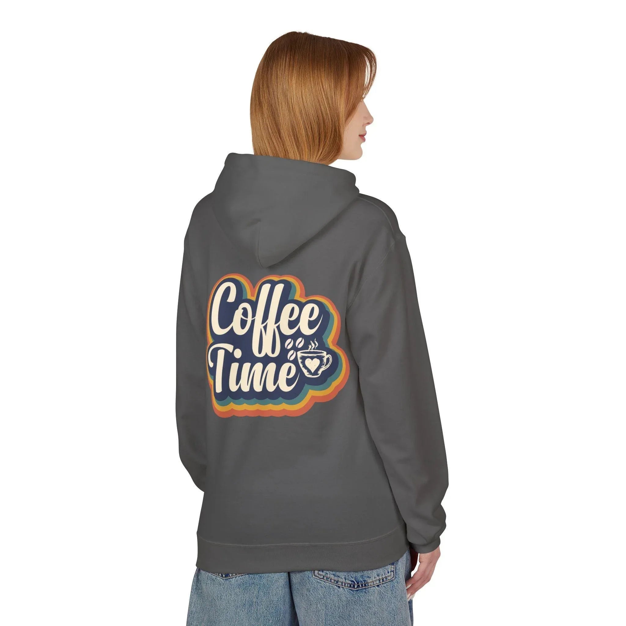 Cozy 'Coffee Time' Fleece Hoodie for Trendy Style and Comfort
