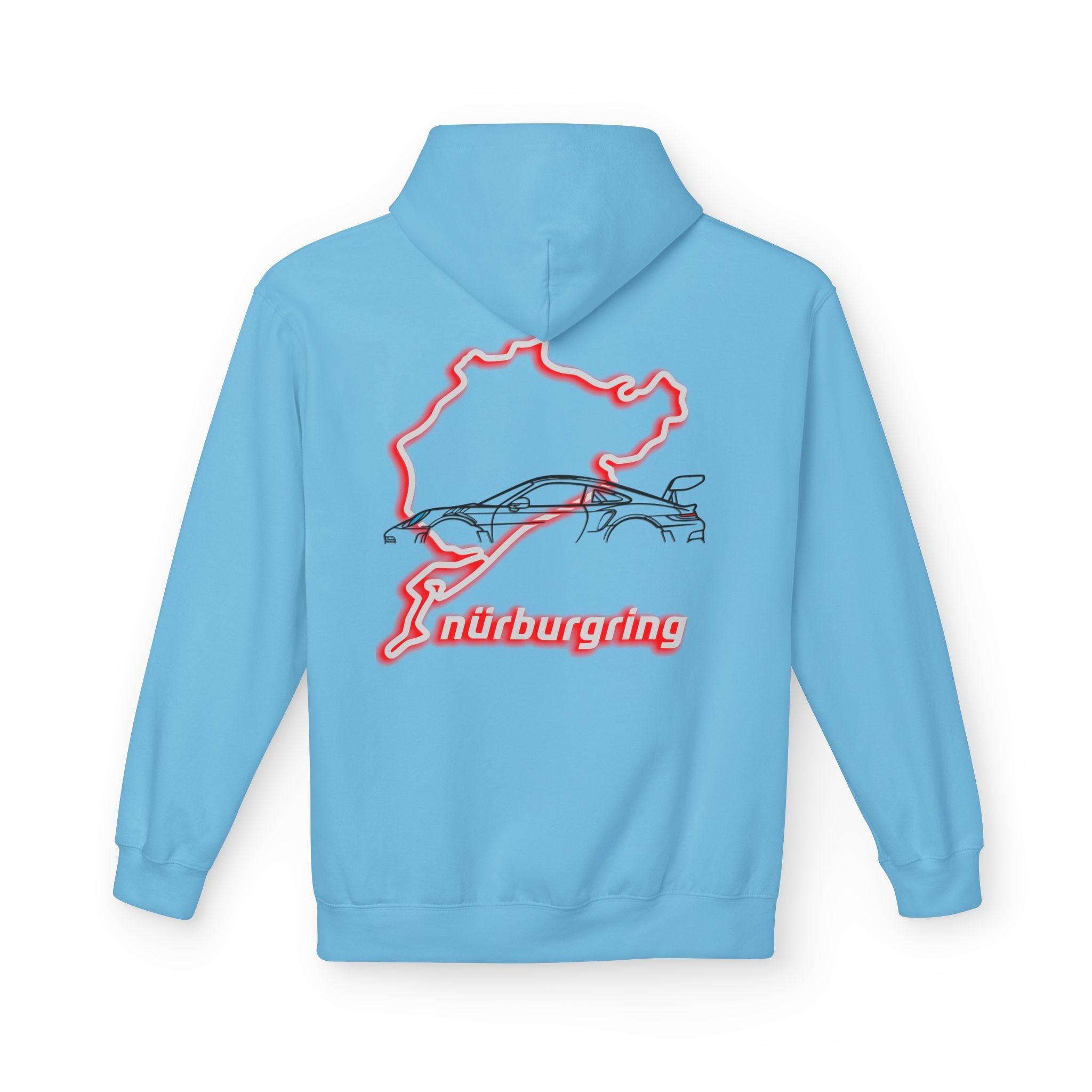 Porsche GT3RS Red Eyes Fleece Hoodie - Nürburgring Race Track Style