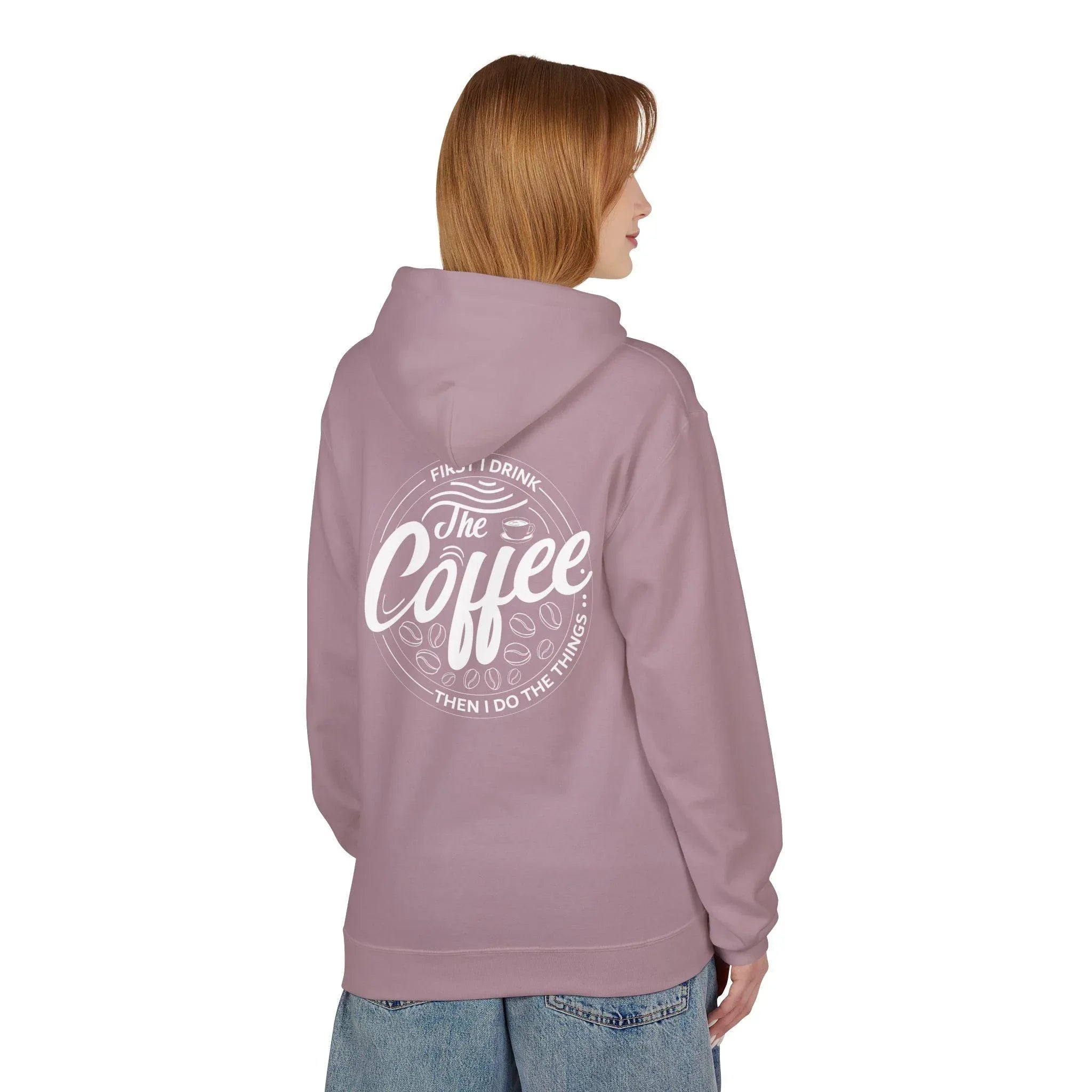 Cozy Up with the "Coffee First" Premium Fleece Hoodie