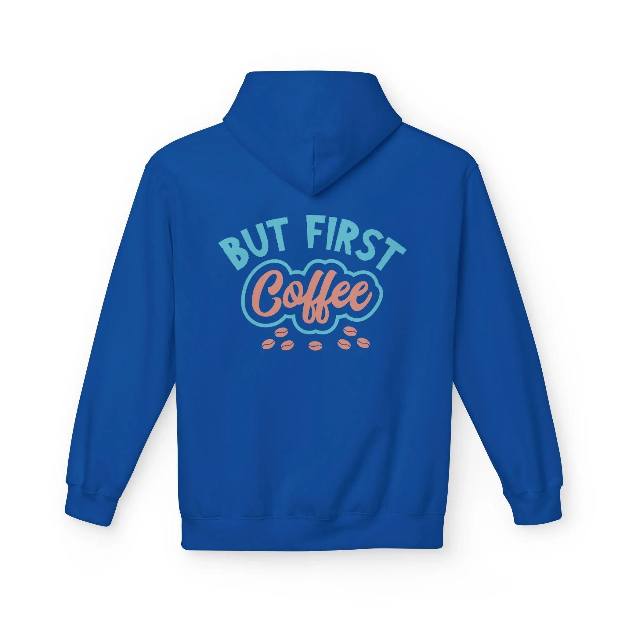 Cozy "But First Coffee" Fleece Hoodie for Coffee Lovers