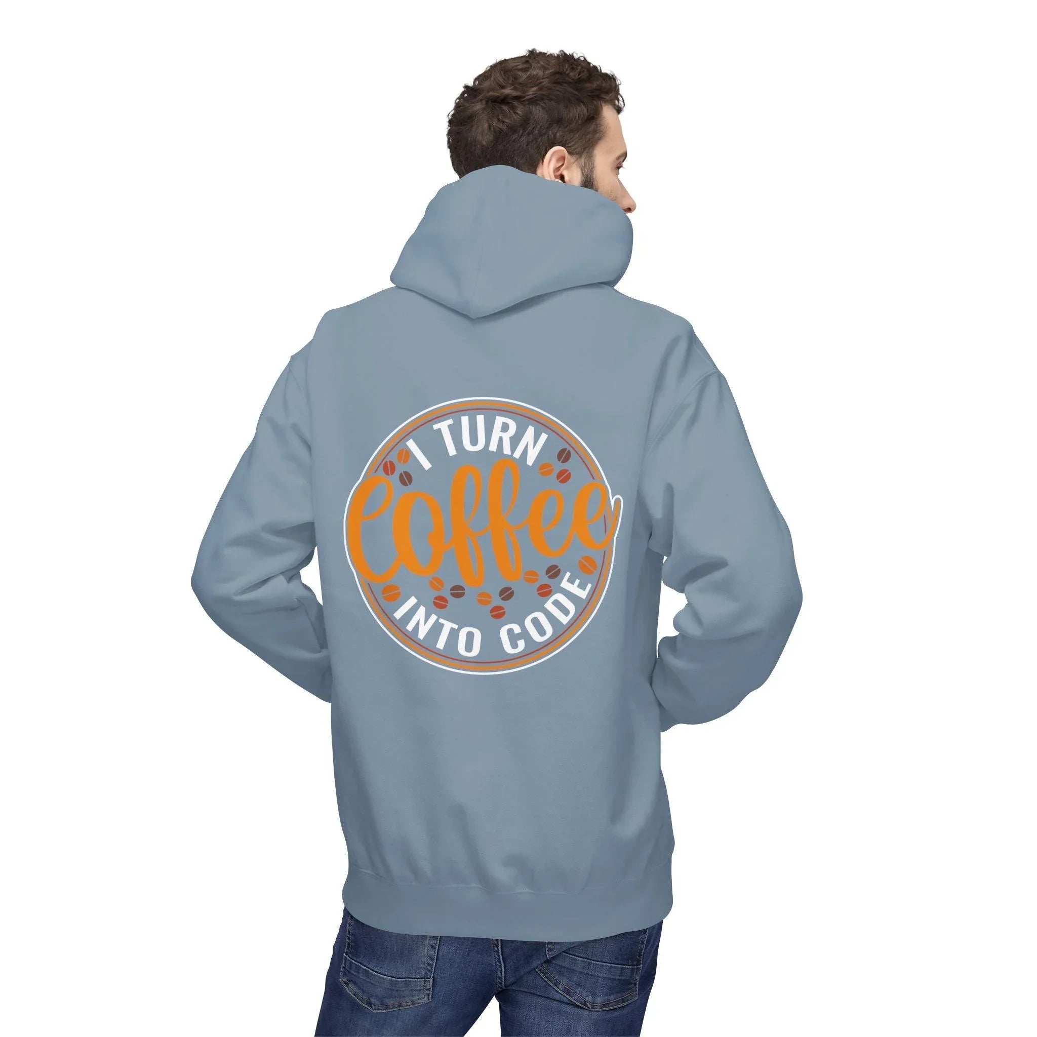 "I Turn Coffee Into Code" Cozy Hoodie for Coders and Tech Lovers