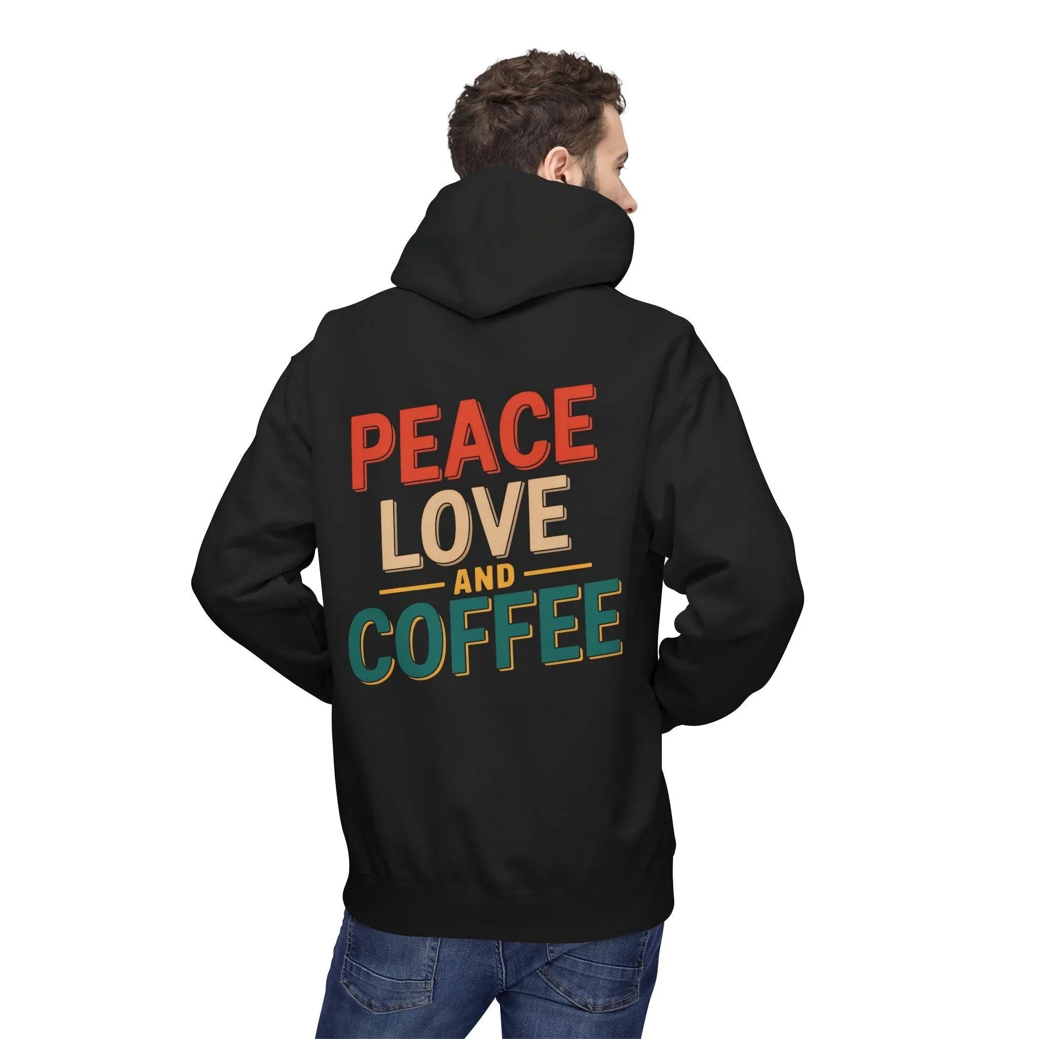 Cozy Coffee Vibes: Ultimate Peace, Love & Comfort Fleece Hoodie