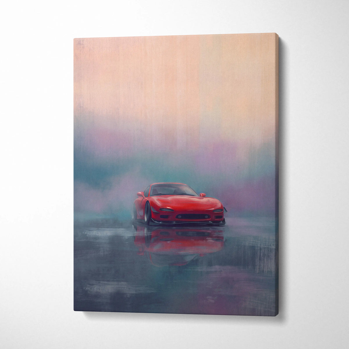 Mazda FD RX-7 Inspired Canvas Wall Art, Japanese Sports Car Painting for Bedroom Decor