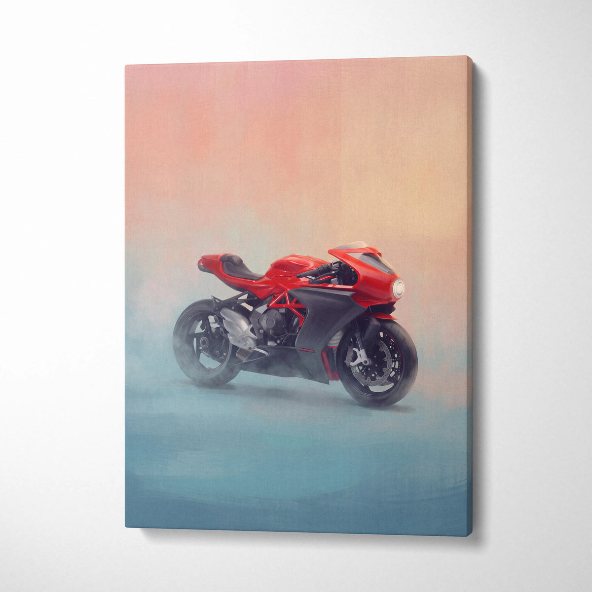 MV Agusta Superveloce Inspired Canvas Art, Retro Cafe Racer Wall Art & Garage Decor