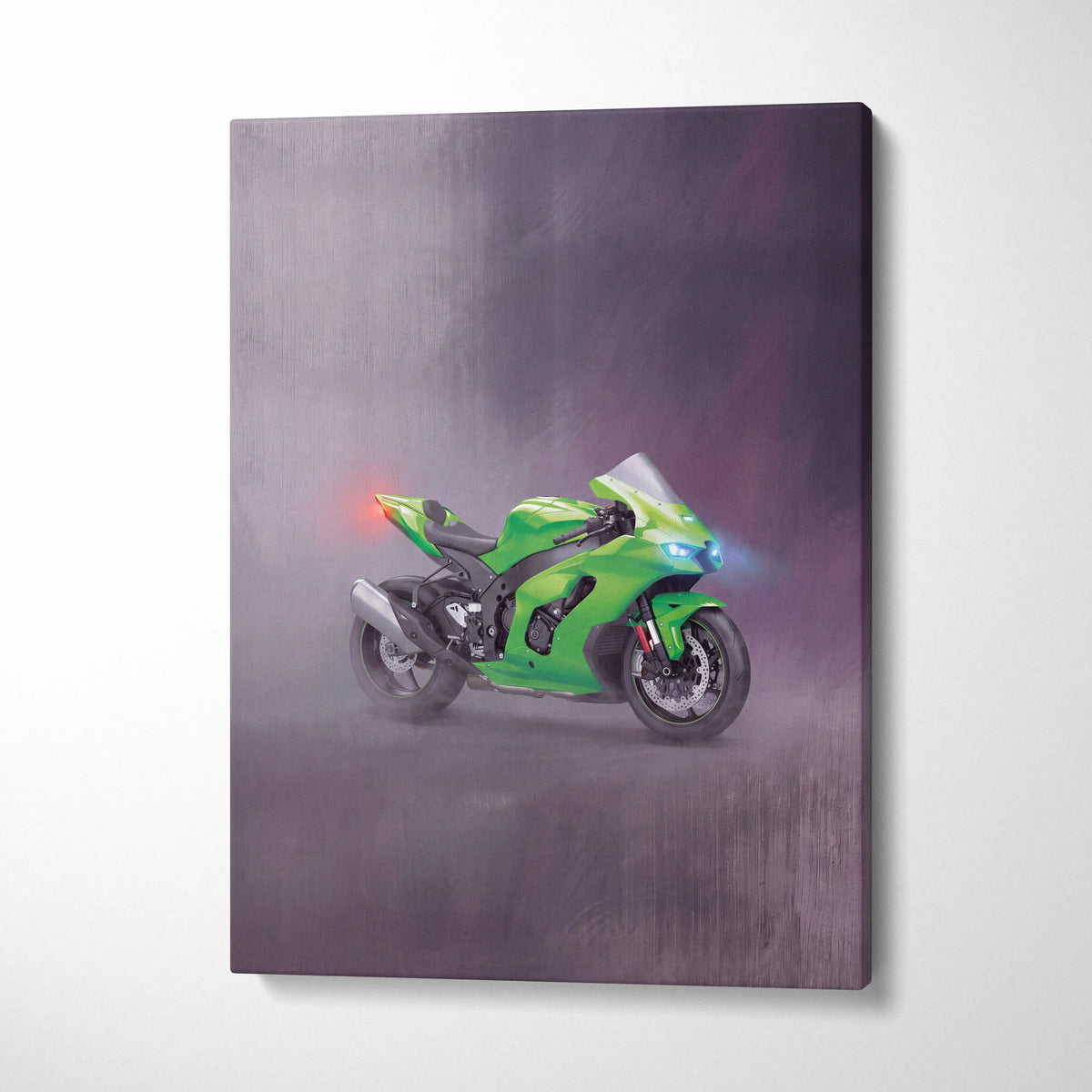 Kawasaki Ninja ZX-10RR Inspired Motorcycle Wall Art, Racing Canvas Art & Superbike Wall Decor