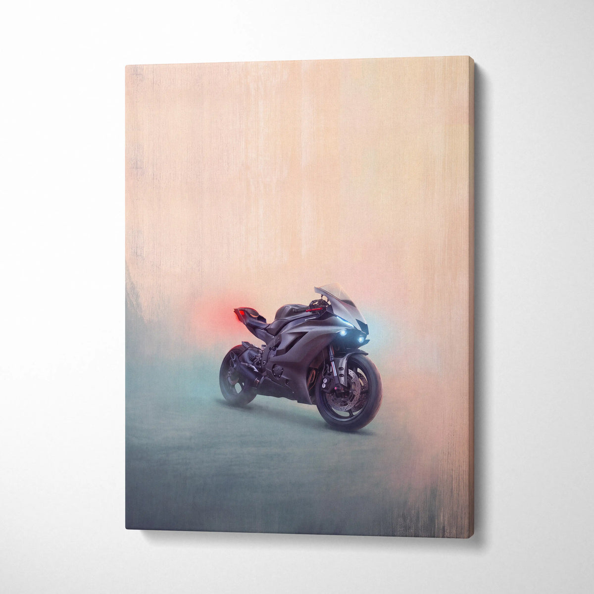 Yamaha YZF-R6 Inspired Sport Bike Wall Art, Stealth Canvas Print & Track Racing Decor