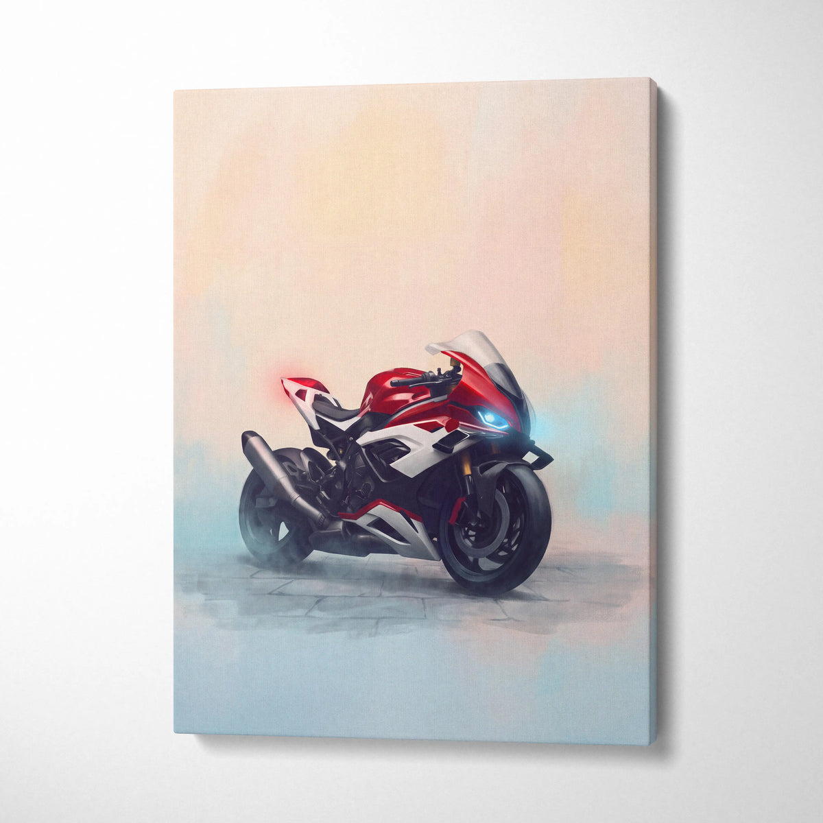 BMW S1000RR Inspired Sport Bike Wall Art, Motorsport Racing Print and Rider Gift