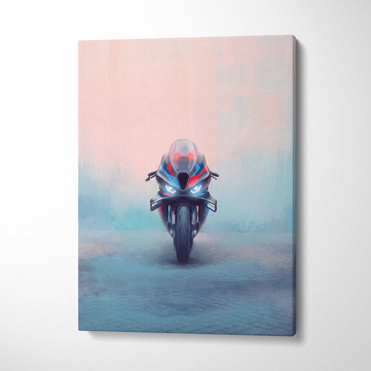 BMW M1000RR Inspired Sport Bike Wall Art, Carbon Winglet Superbike Print and Modern Garage Decor