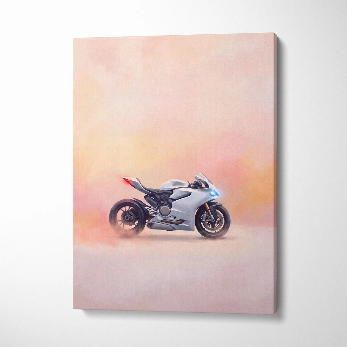 Ducati Panigale Inspired Motorcycle Wall Art, Orange Superbike Print and Track Day Decor