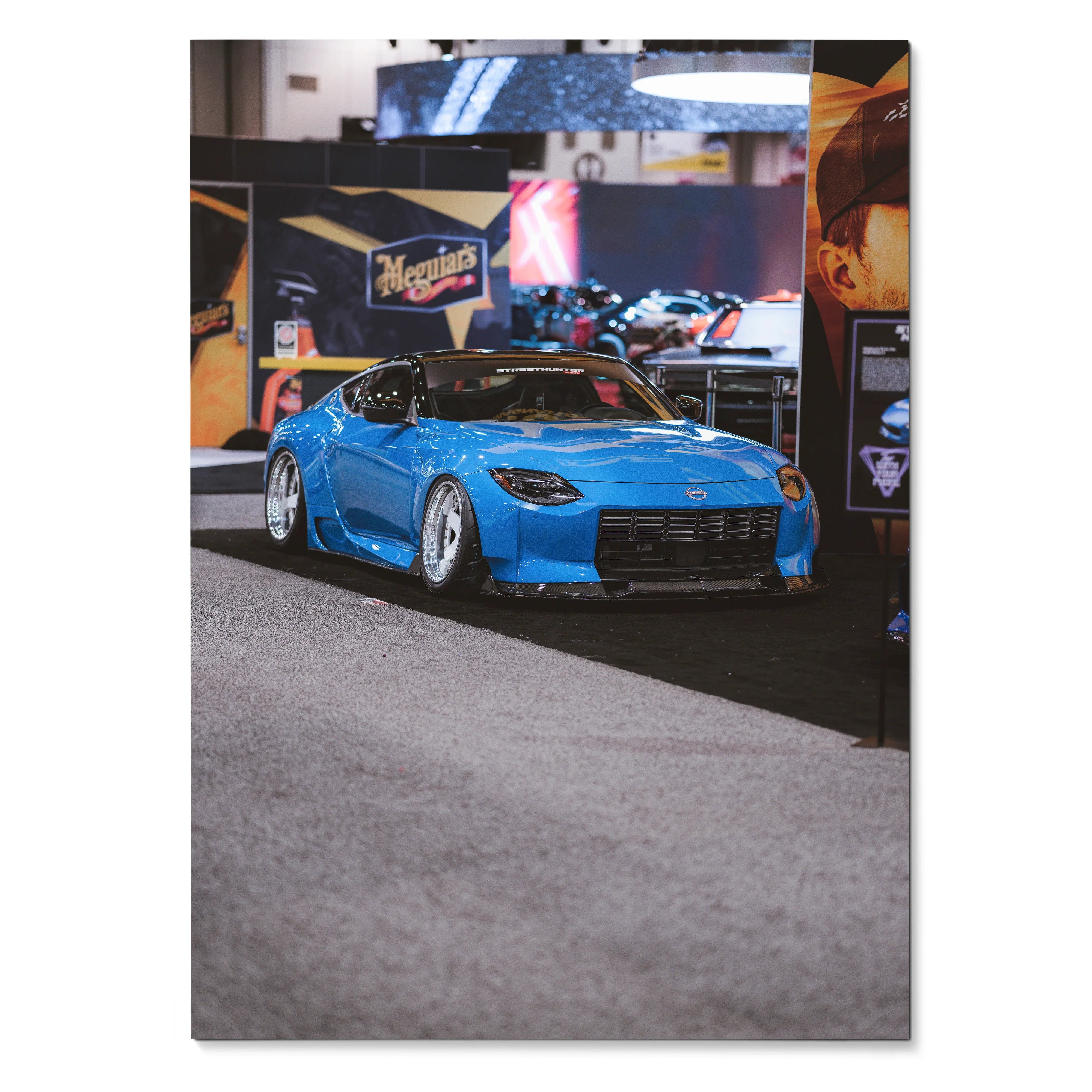 Blue Nissan Z (RZ34) sports car displayed in a high-resolution poster wall art design.