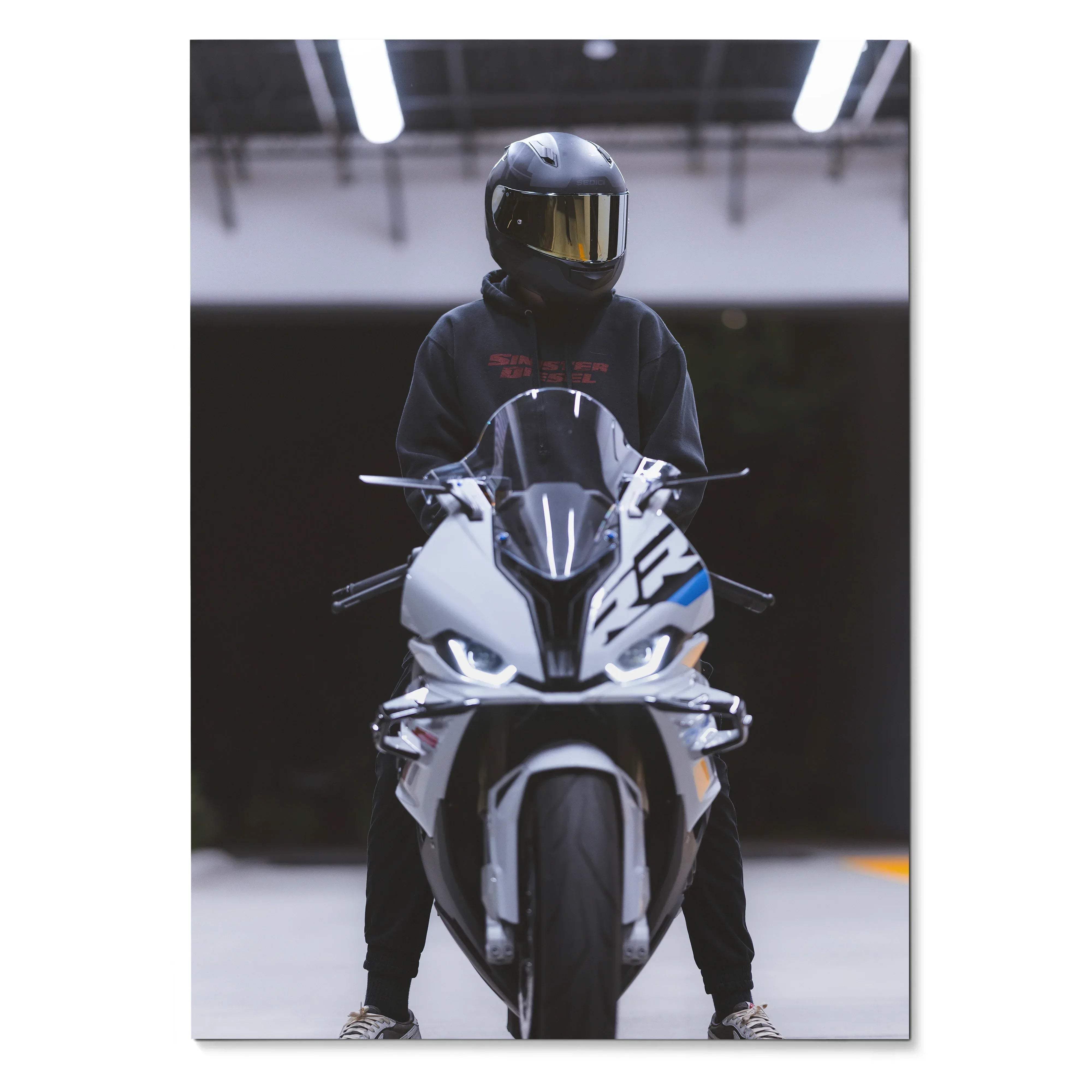 Biker Poster #023 - Male | Shoei RF1200 Helmet | BMW S1000RR Motorcycle - Throttle Designs