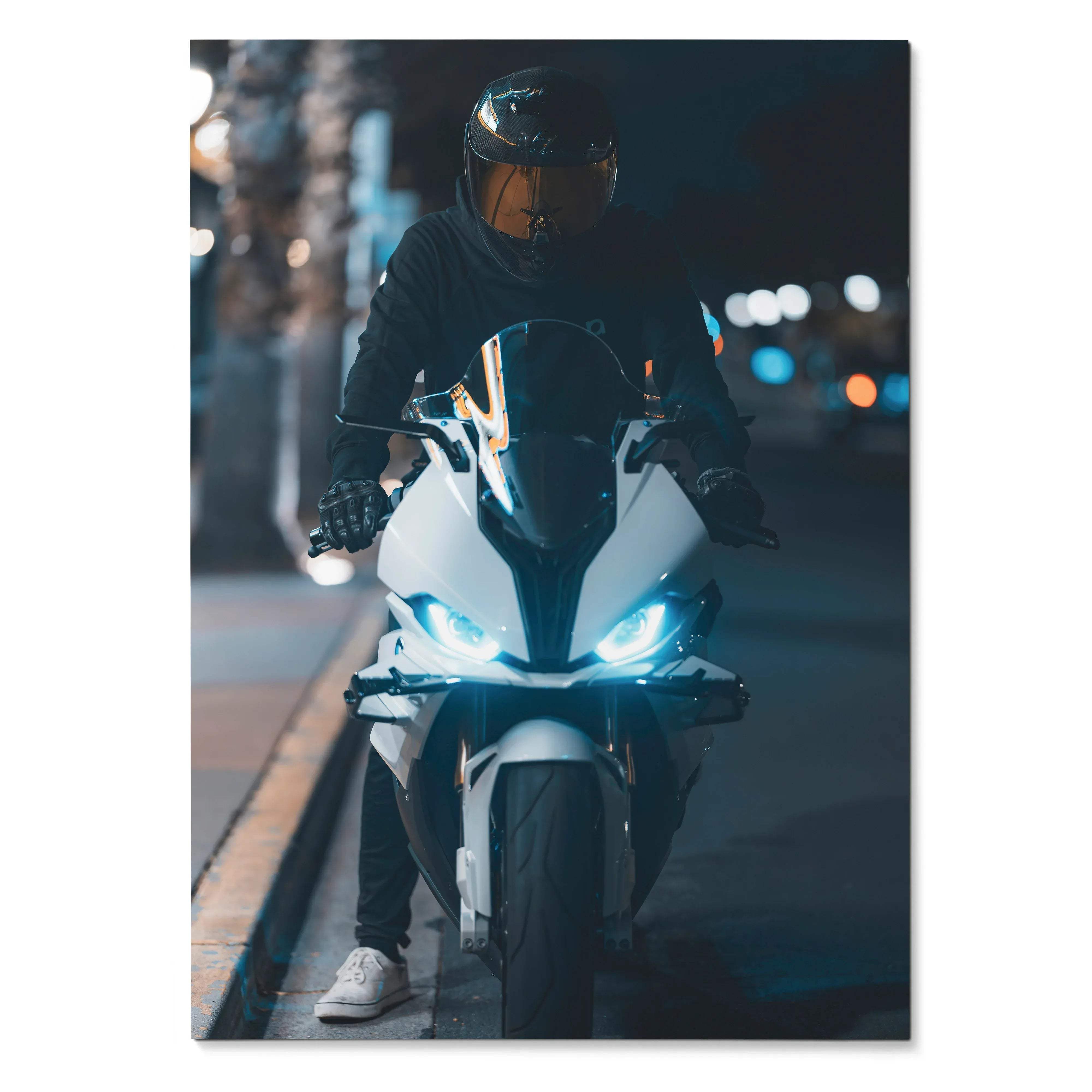 Biker Poster #024 - Male | Scorpion R1 Helmet | BMW S1000RR Motorcycle - Throttle Designs