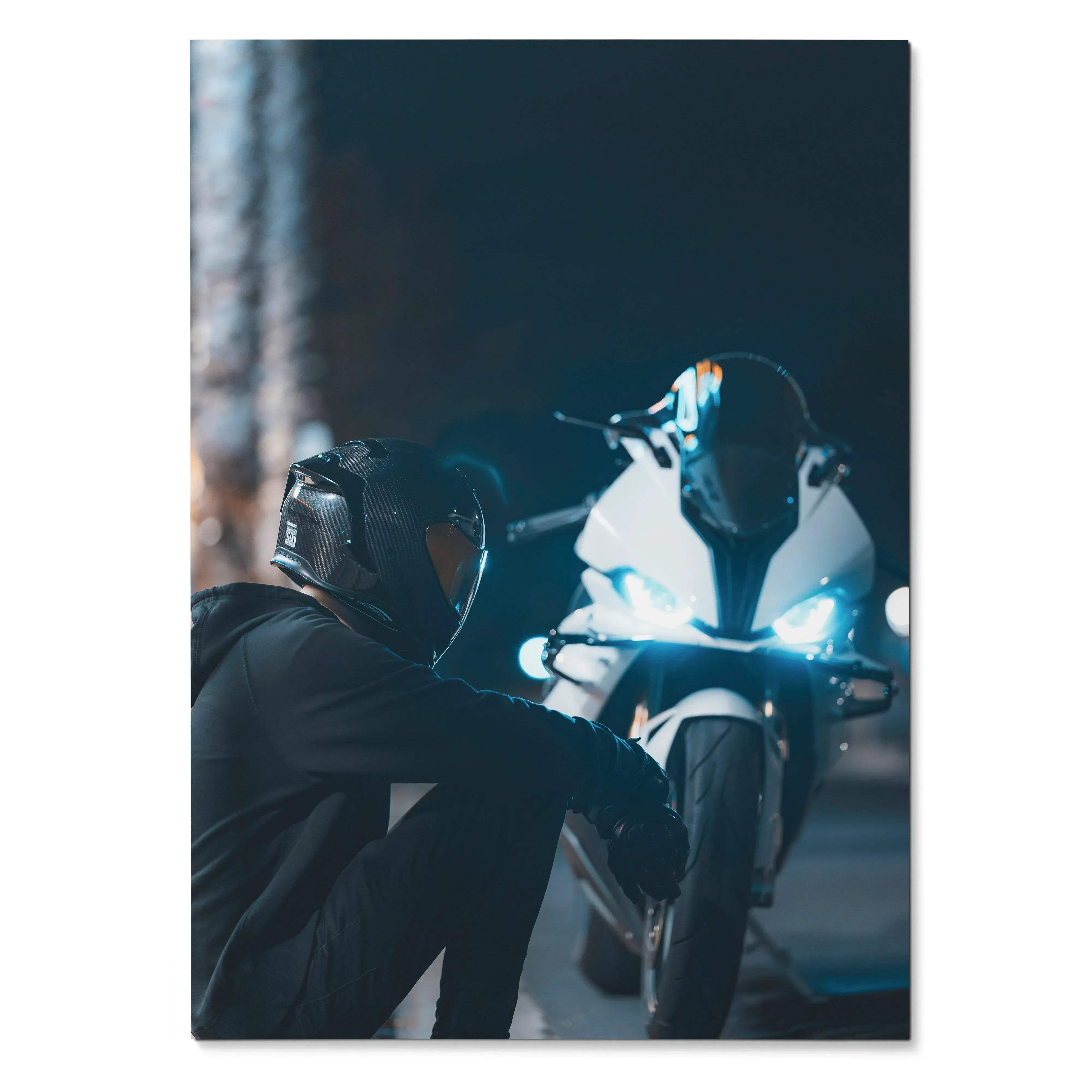 Biker Poster #027 - Male | Scorpion R1 Helmet | BMW S1000RR Motorcycle - Throttle Designs