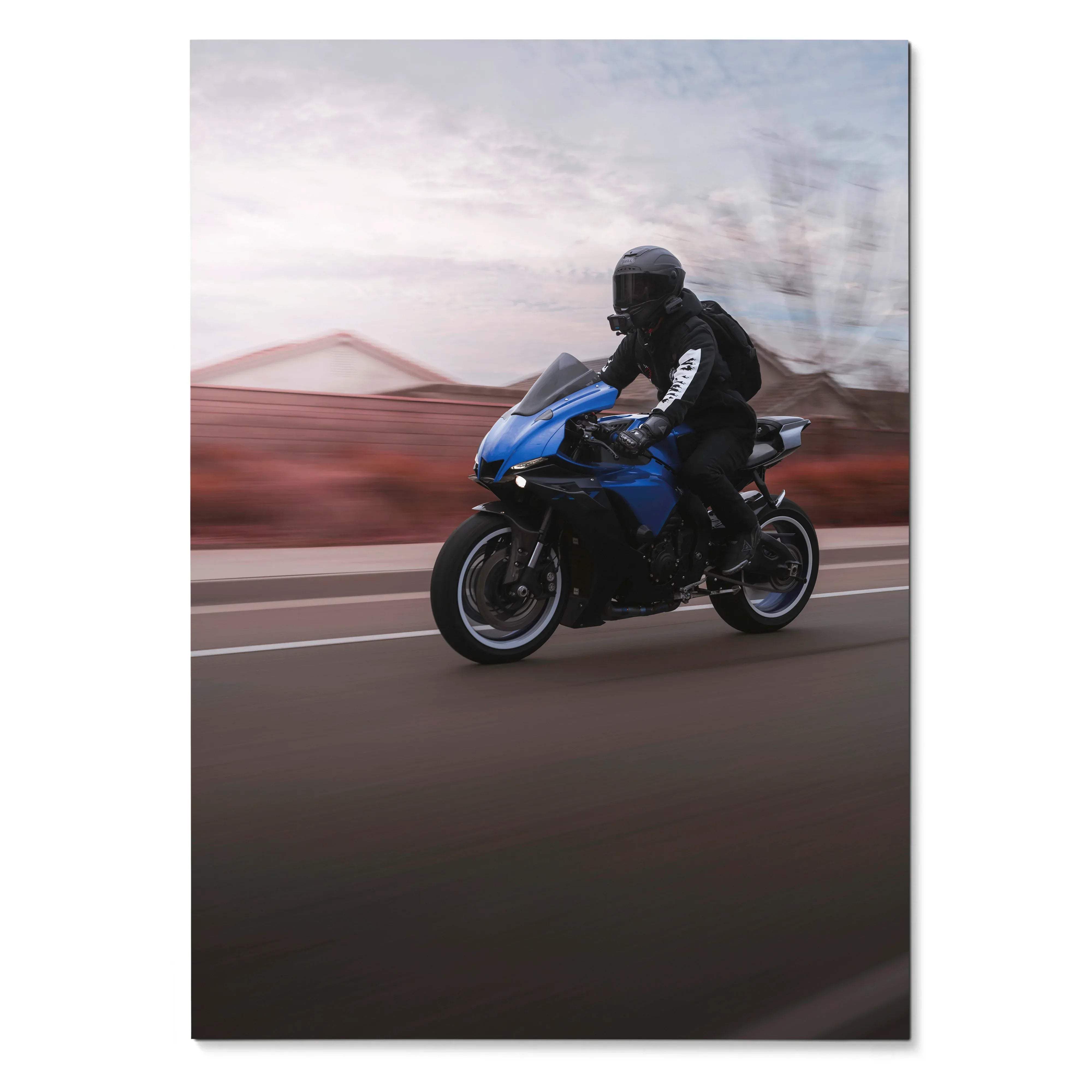 Biker Poster #030 - Male | Bell Race Star DLX Flex Helmet | Yamaha R1 Motorcycle - Throttle Designs