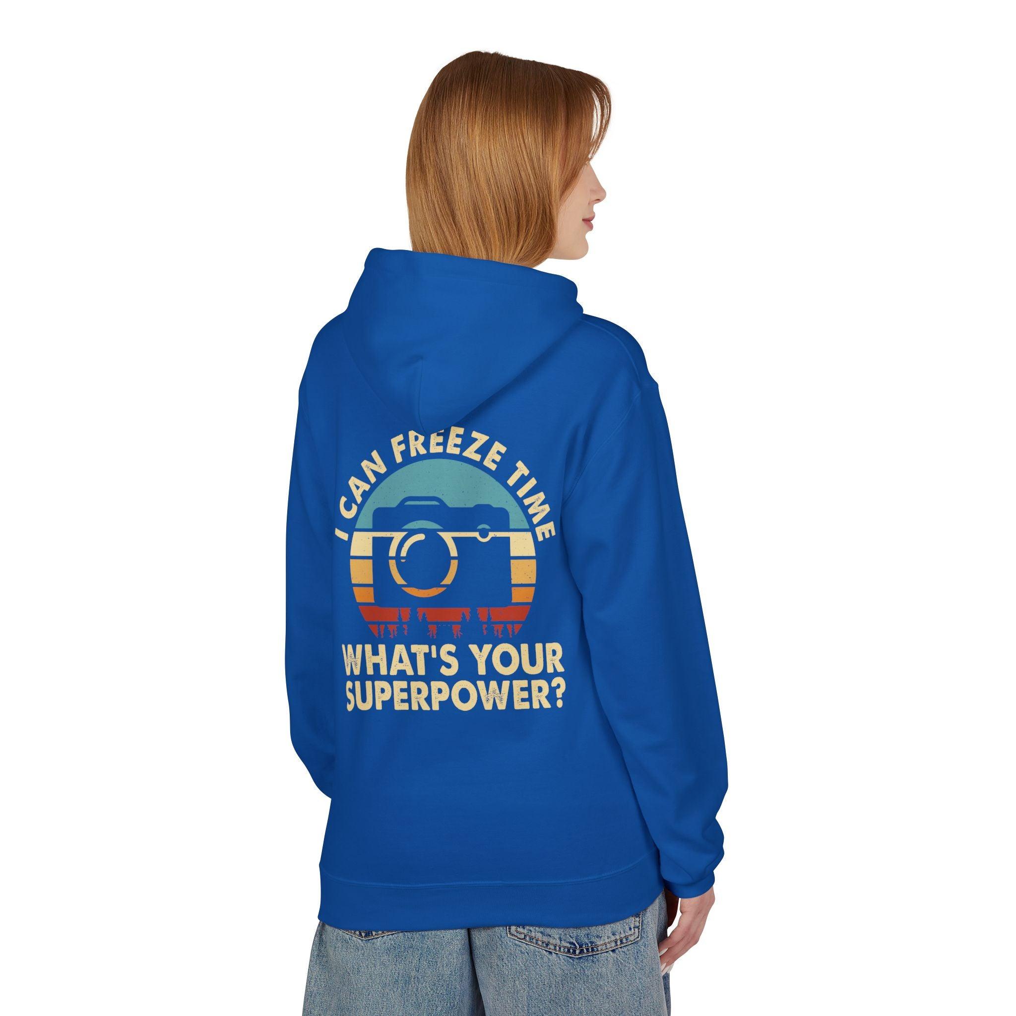 "I Can Freeze Time" Cozy Photographer's Fleece Hoodie - Perfect for Creative Souls!
