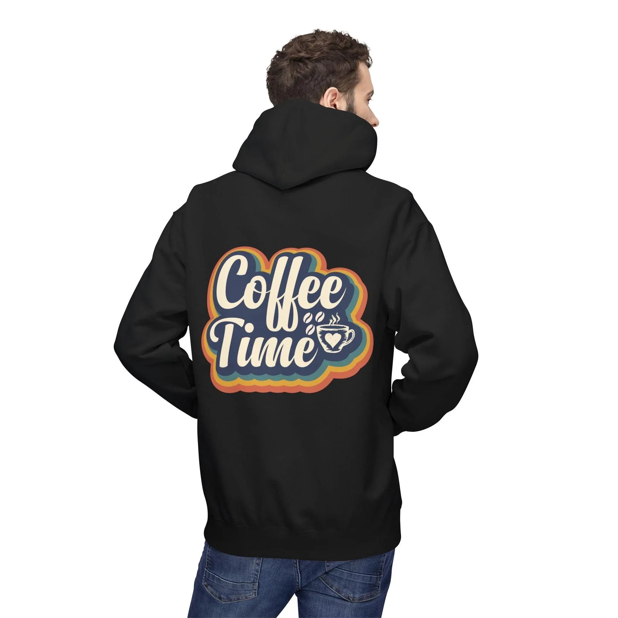 Cozy 'Coffee Time' Fleece Hoodie for Trendy Style and Comfort