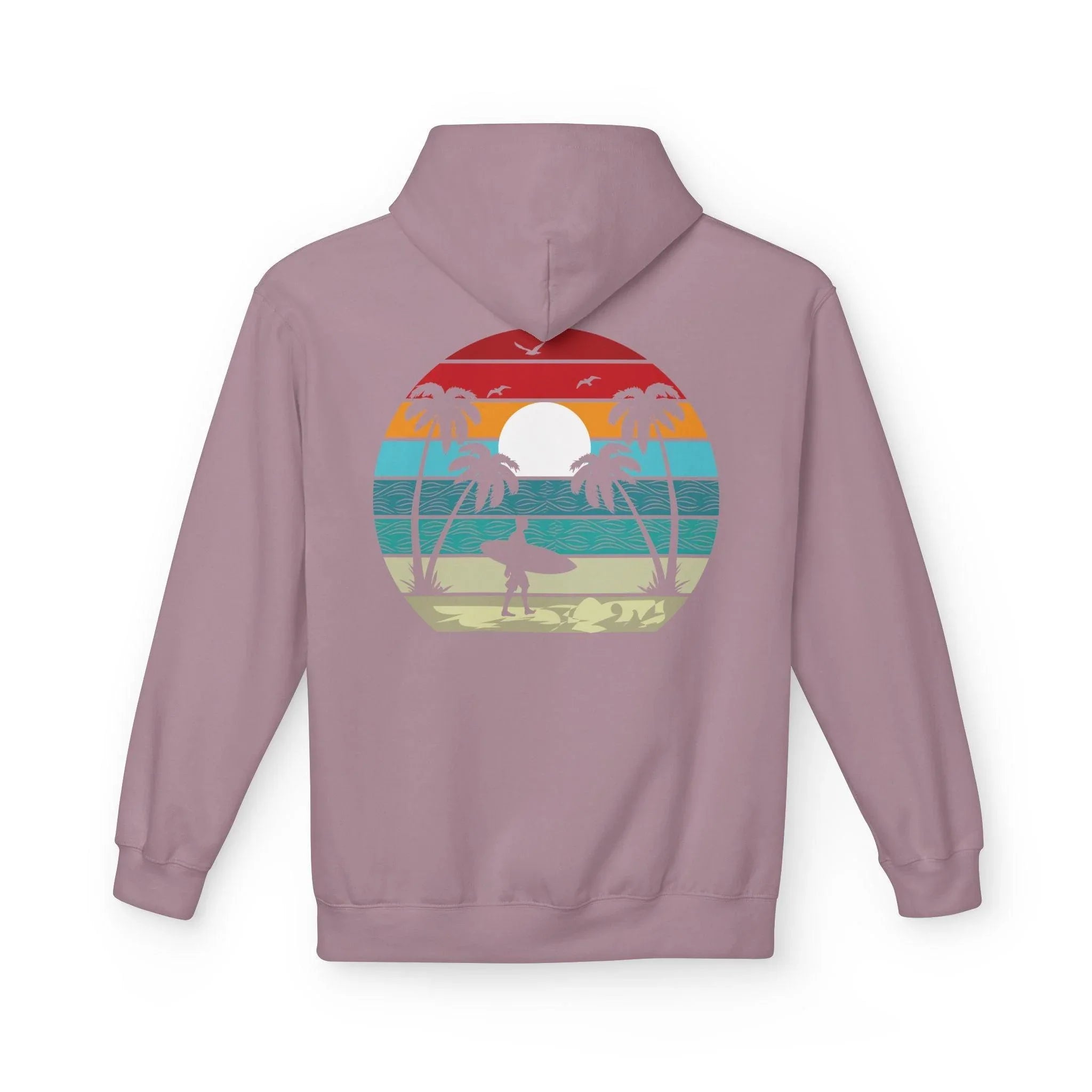 Classic Coastal Vibes Fleece Hoodie - Retro Surfer Style for Ultimate Comfort