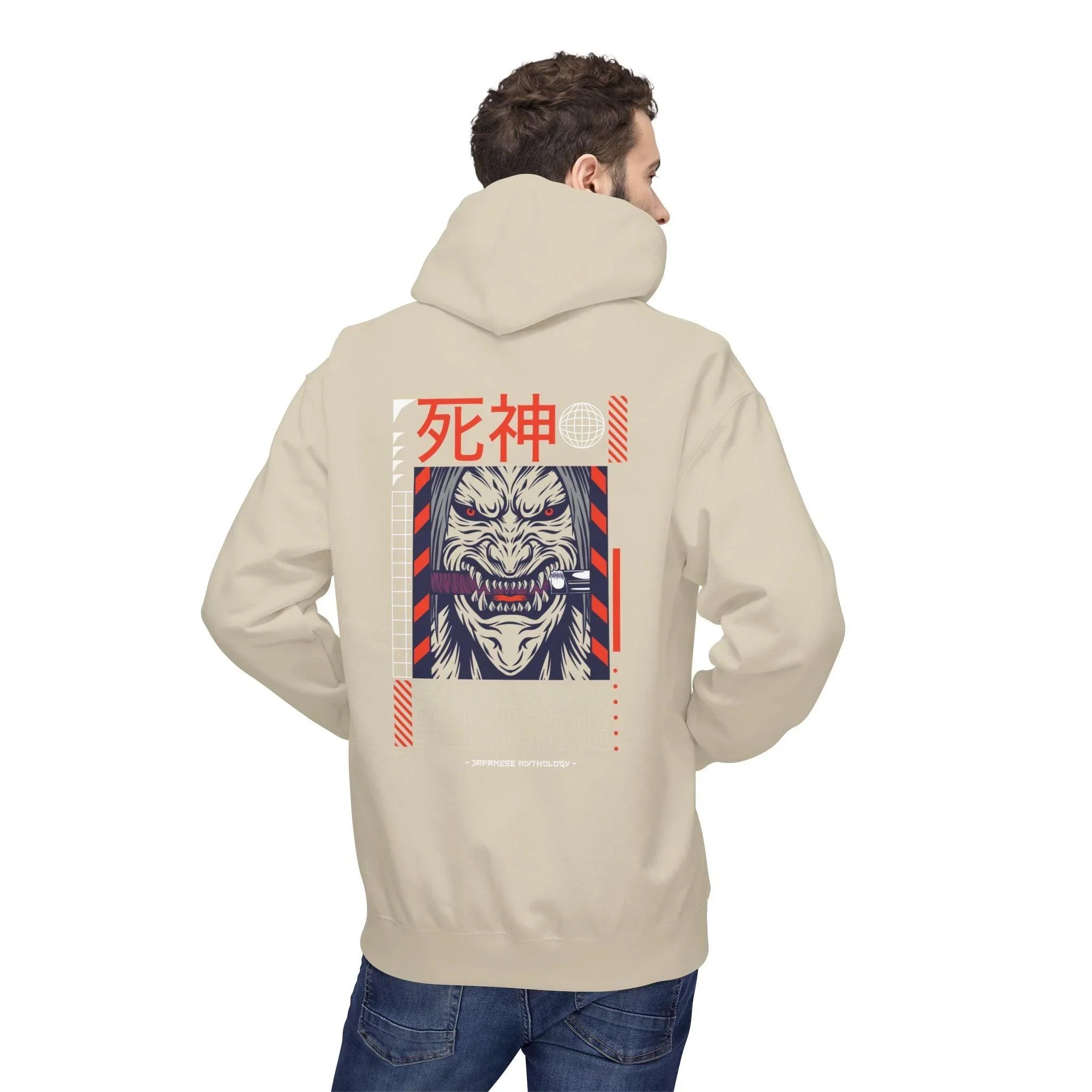Shinigami-Inspired Japanese Streetwear Fleece Hoodie - Comfort Meets Cultural Style
