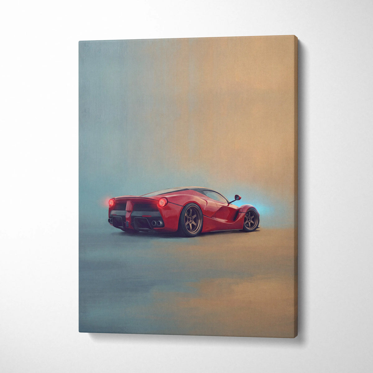 Red ferrari laferrari luxury supercar canvas print automotive wall art for modern home decor