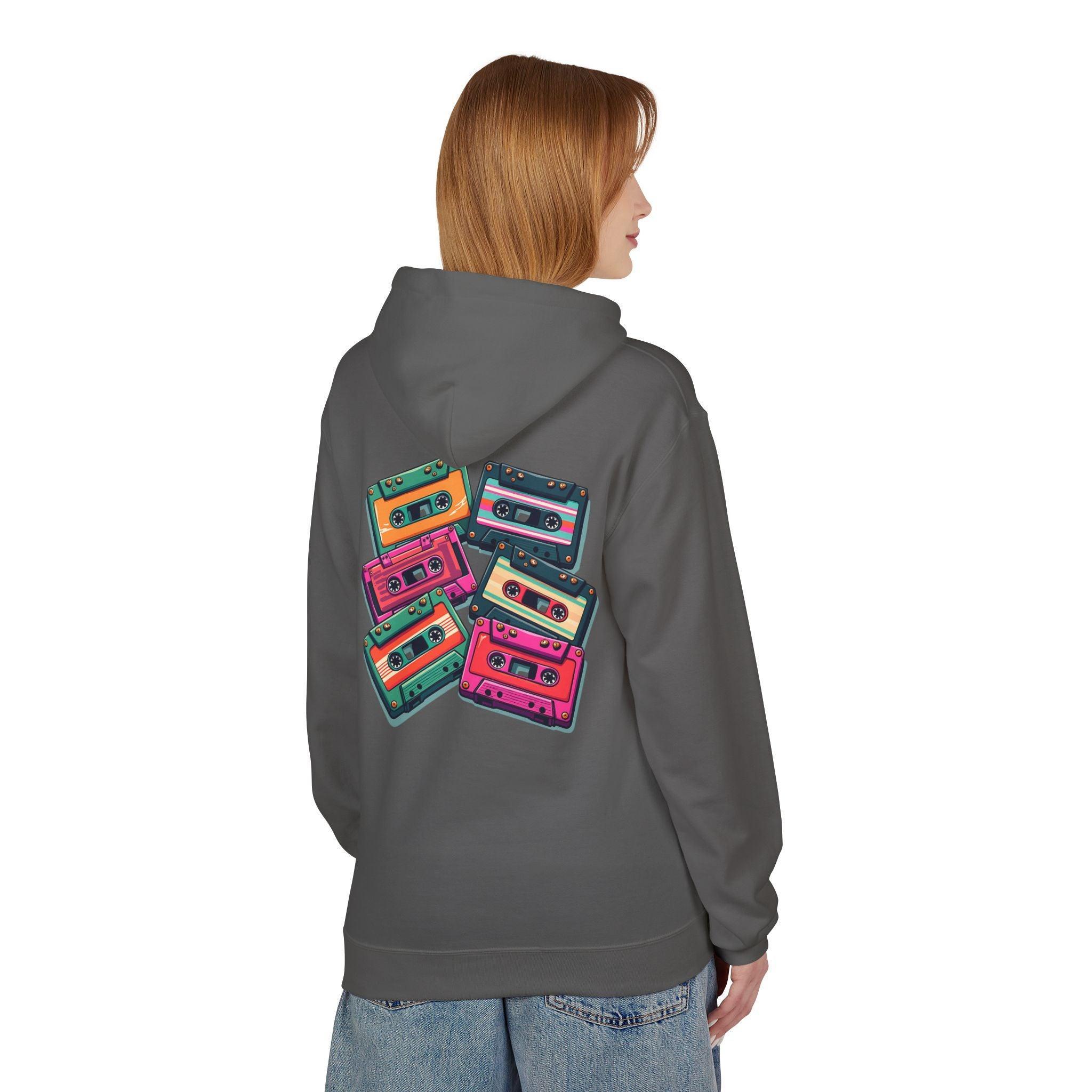 Nostalgic Cassette Tapes Cozy Fleece Hoodie for Ultimate Comfort