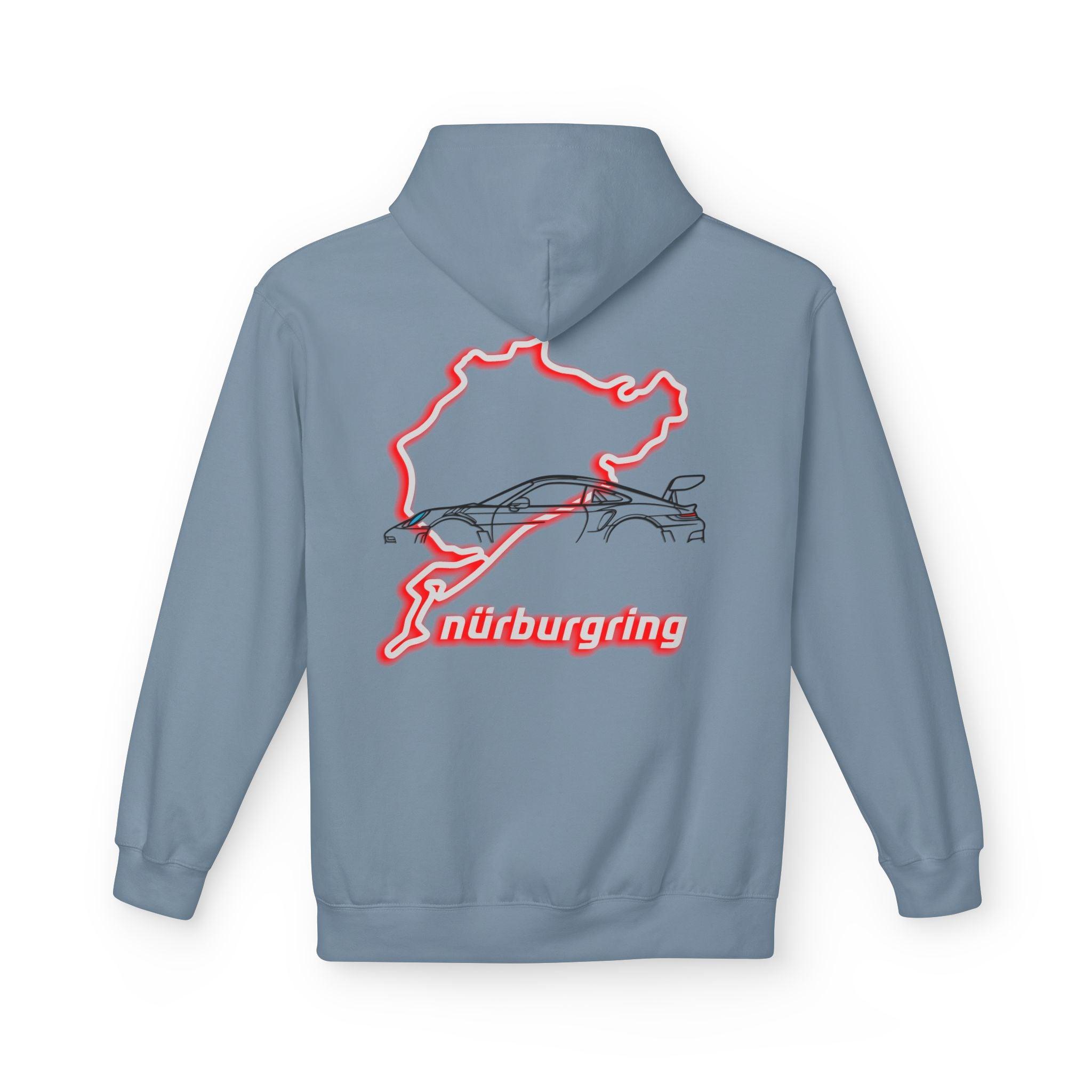 Porsche GT3RS Red Eyes Fleece Hoodie - Nürburgring Race Track Style