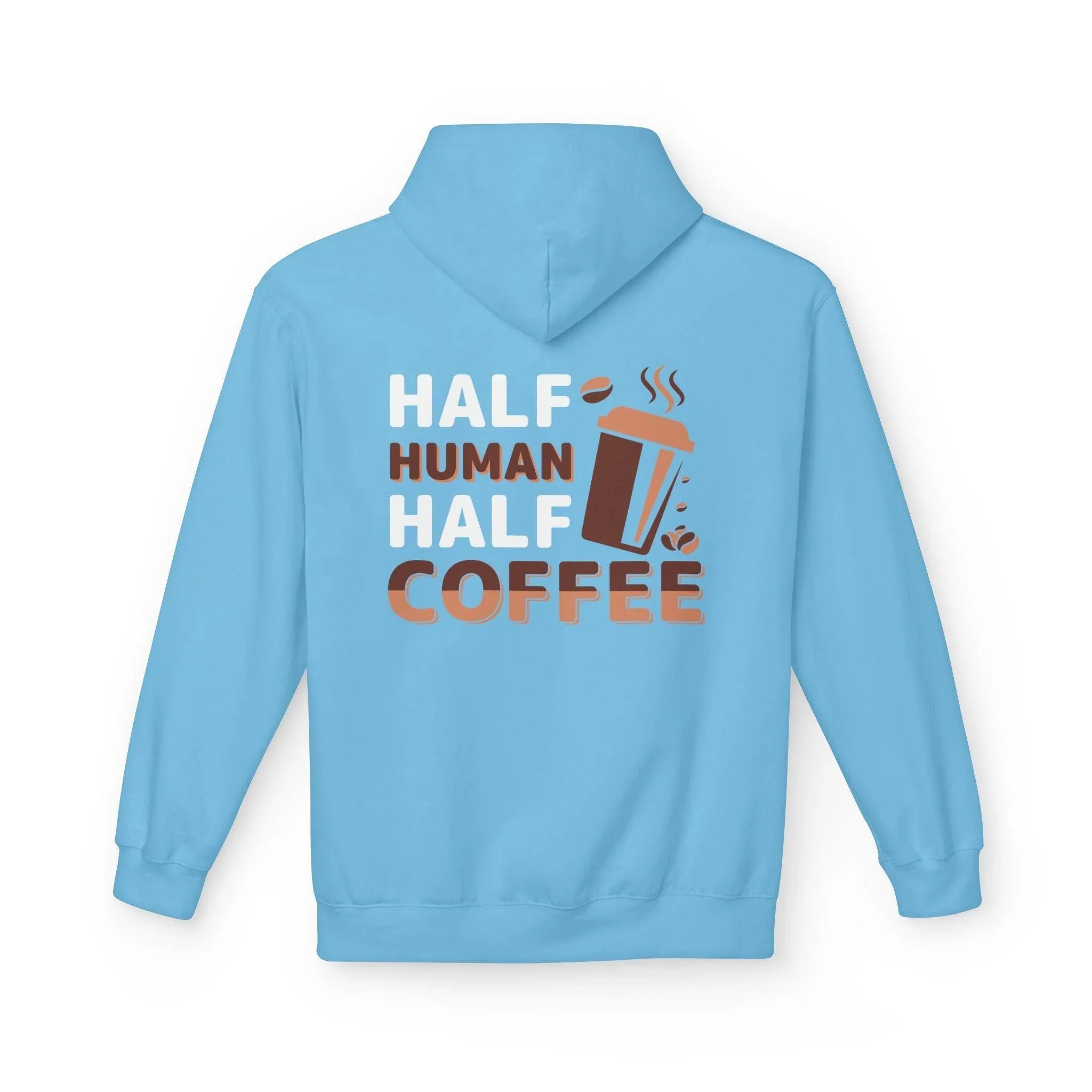 Cozy Coffee Lover's Fleece Hoodie: Half Human, Half Brewed Bliss