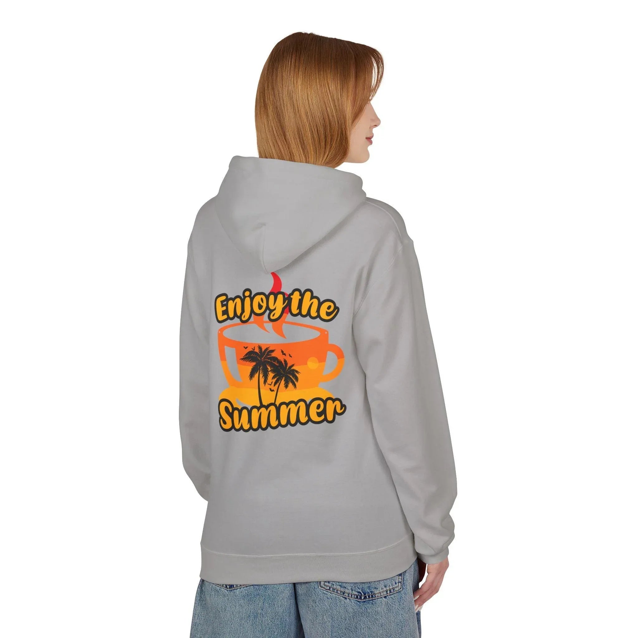 Cozy "Summer Vibes" Coffee Fleece Hoodie for Ultimate Comfort and Style