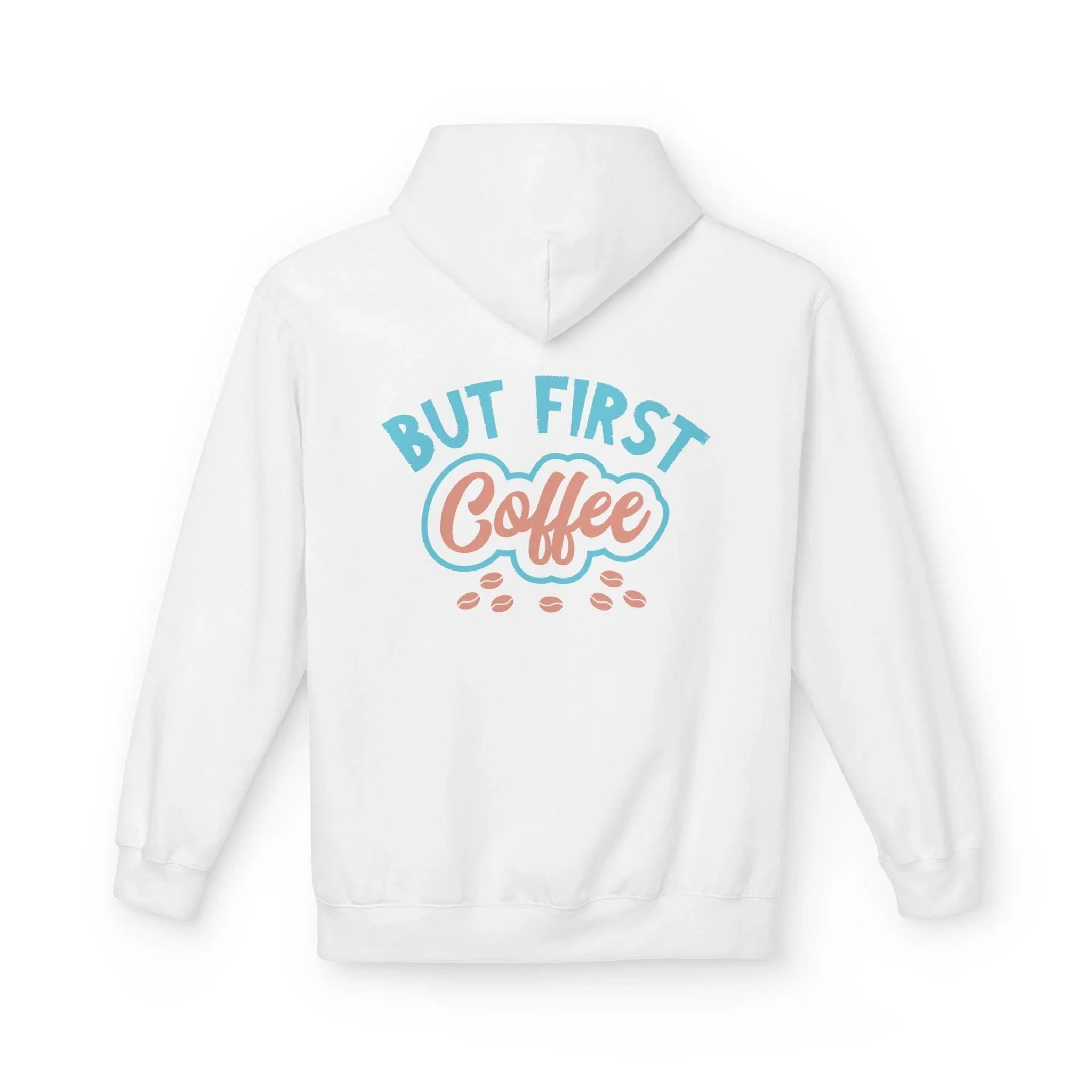 Cozy "But First Coffee" Fleece Hoodie for Coffee Lovers