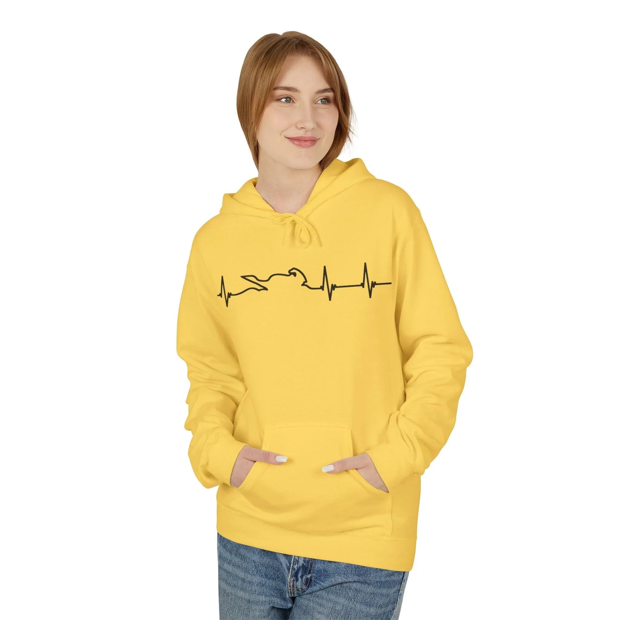 Motorcycle Passion Heartbeat Fleece Pullover Hoodie