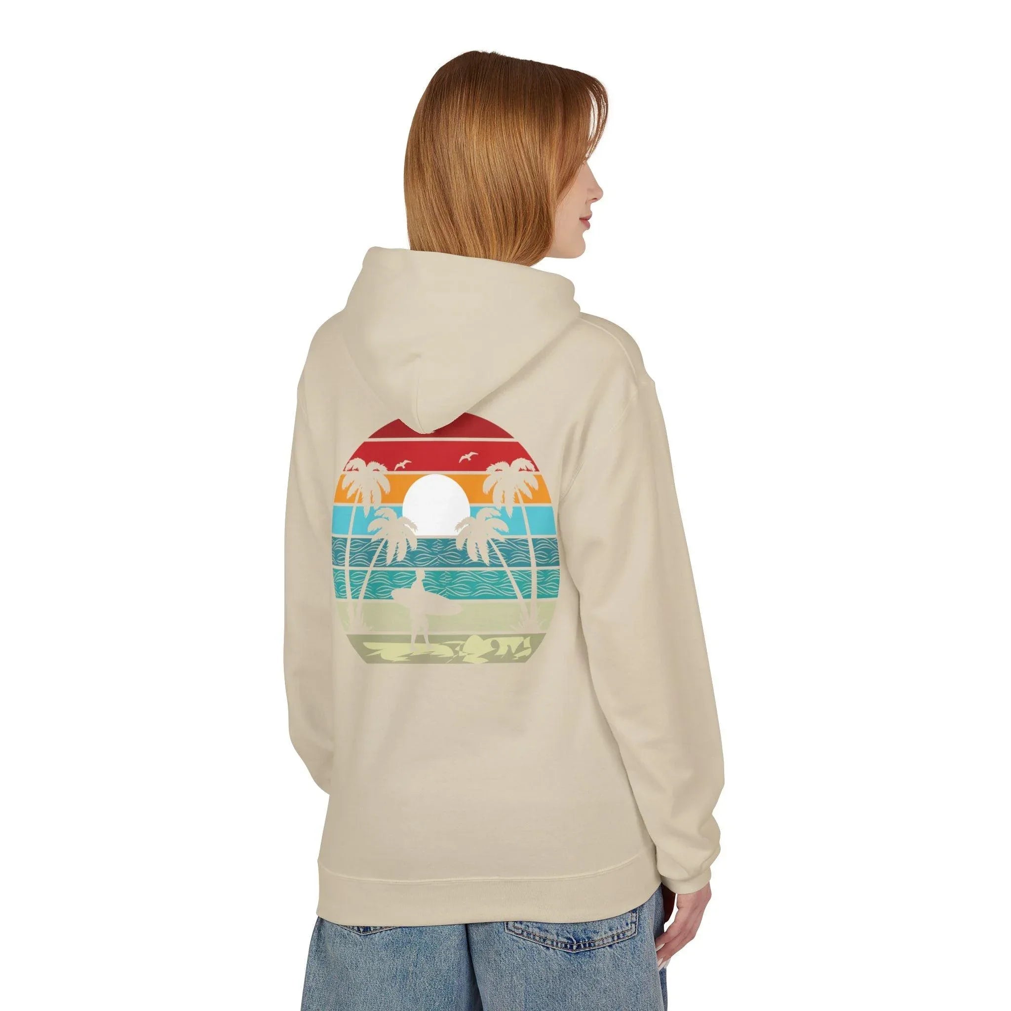 Classic Coastal Vibes Fleece Hoodie - Retro Surfer Style for Ultimate Comfort
