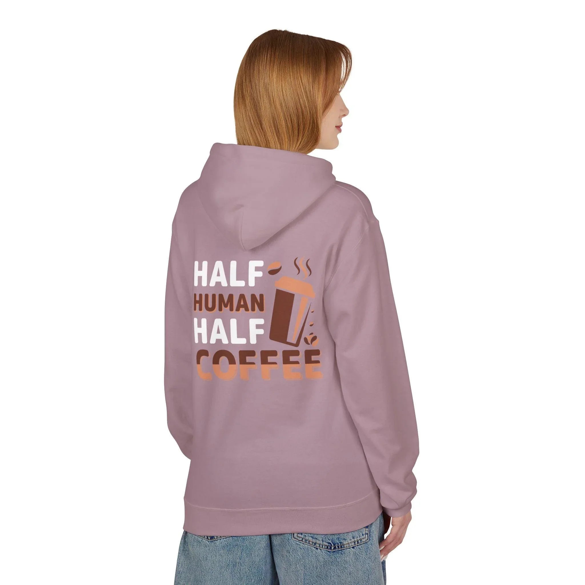 Cozy Coffee Lover's Fleece Hoodie: Half Human, Half Brewed Bliss