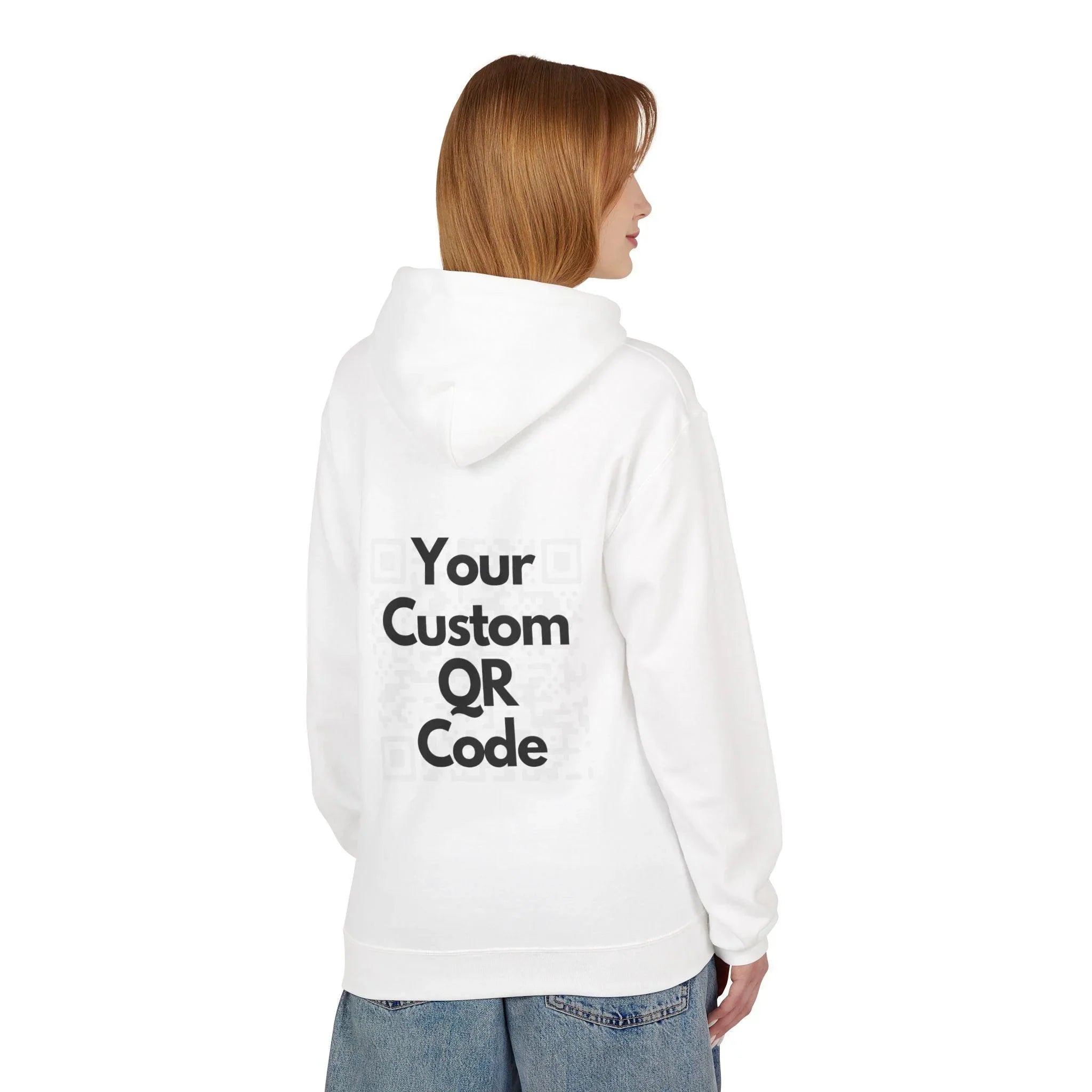 Customizable QR Code Fleece Hoodie for Social Media Engagement