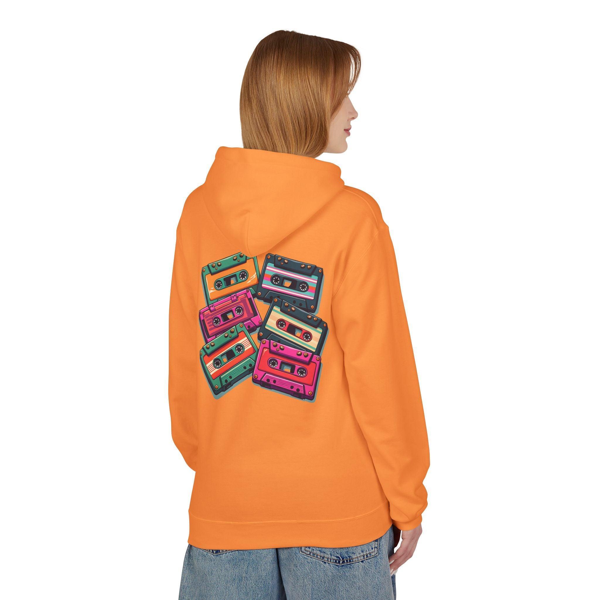 Nostalgic Cassette Tapes Cozy Fleece Hoodie for Ultimate Comfort