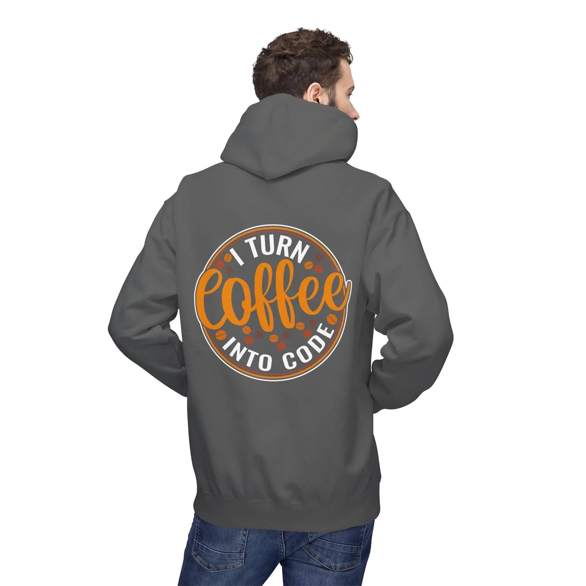 "I Turn Coffee Into Code" Cozy Hoodie for Coders and Tech Lovers