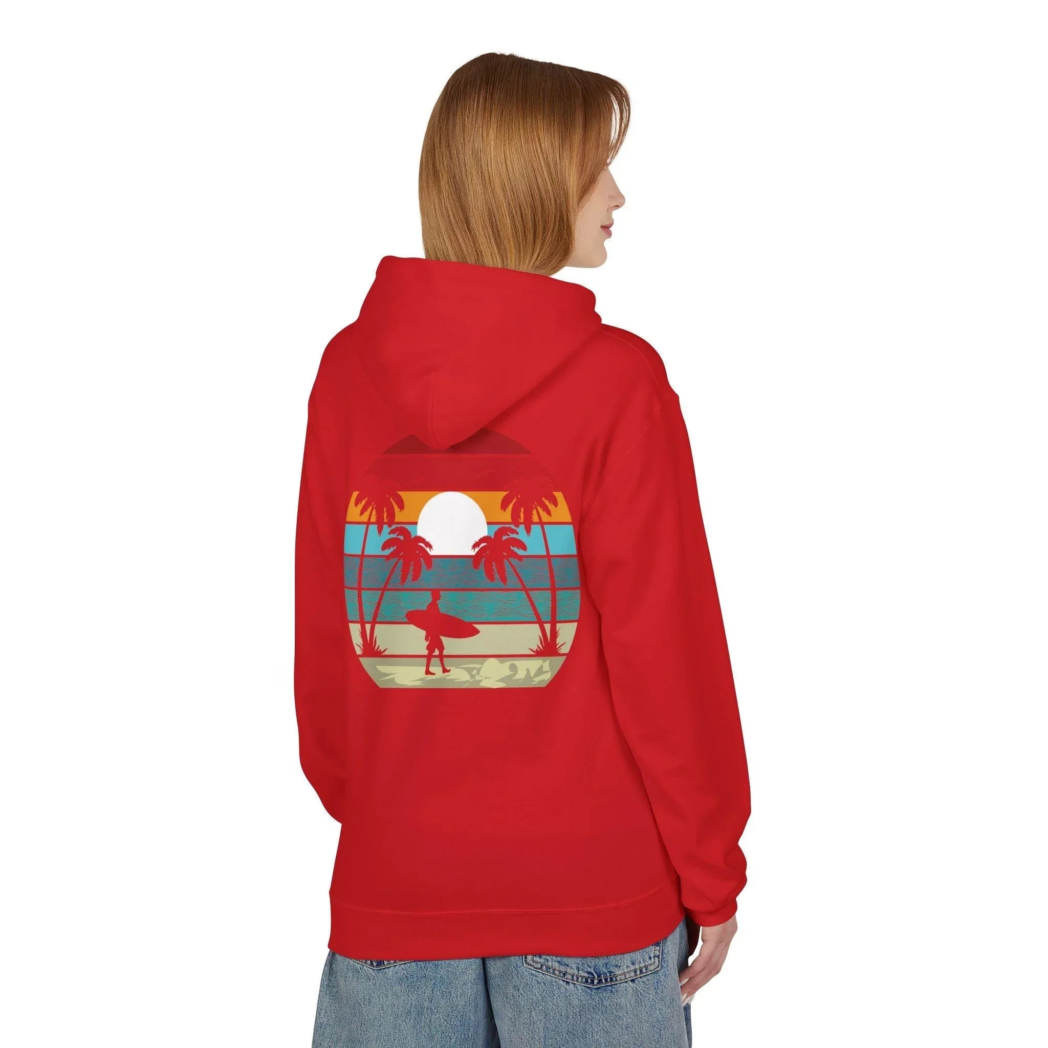 Classic Coastal Vibes Fleece Hoodie - Retro Surfer Style for Ultimate Comfort