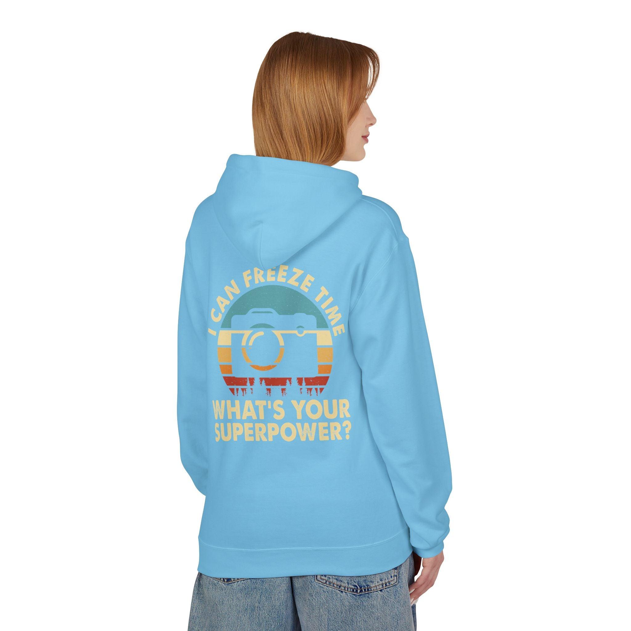 "I Can Freeze Time" Cozy Photographer's Fleece Hoodie - Perfect for Creative Souls!