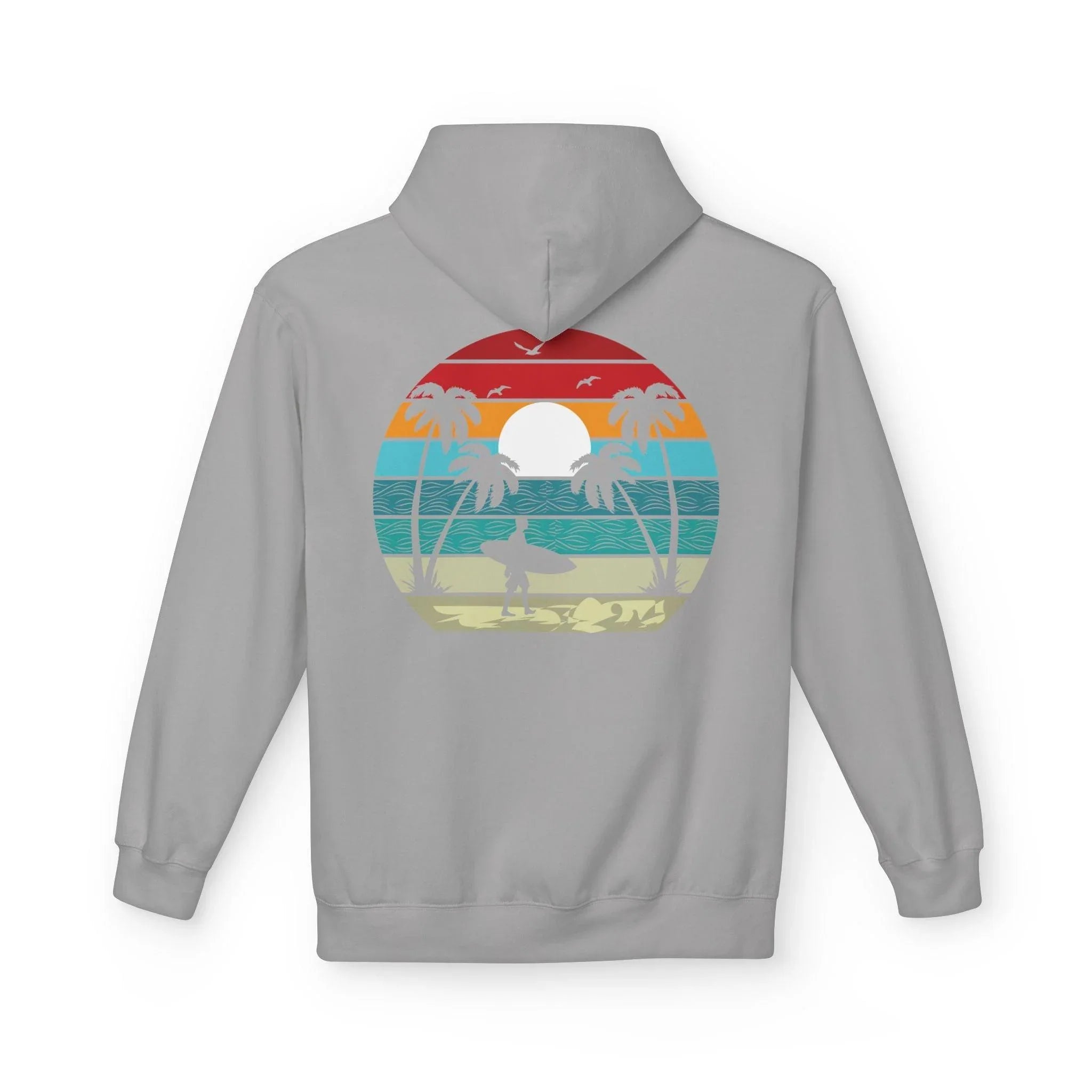 Classic Coastal Vibes Fleece Hoodie - Retro Surfer Style for Ultimate Comfort