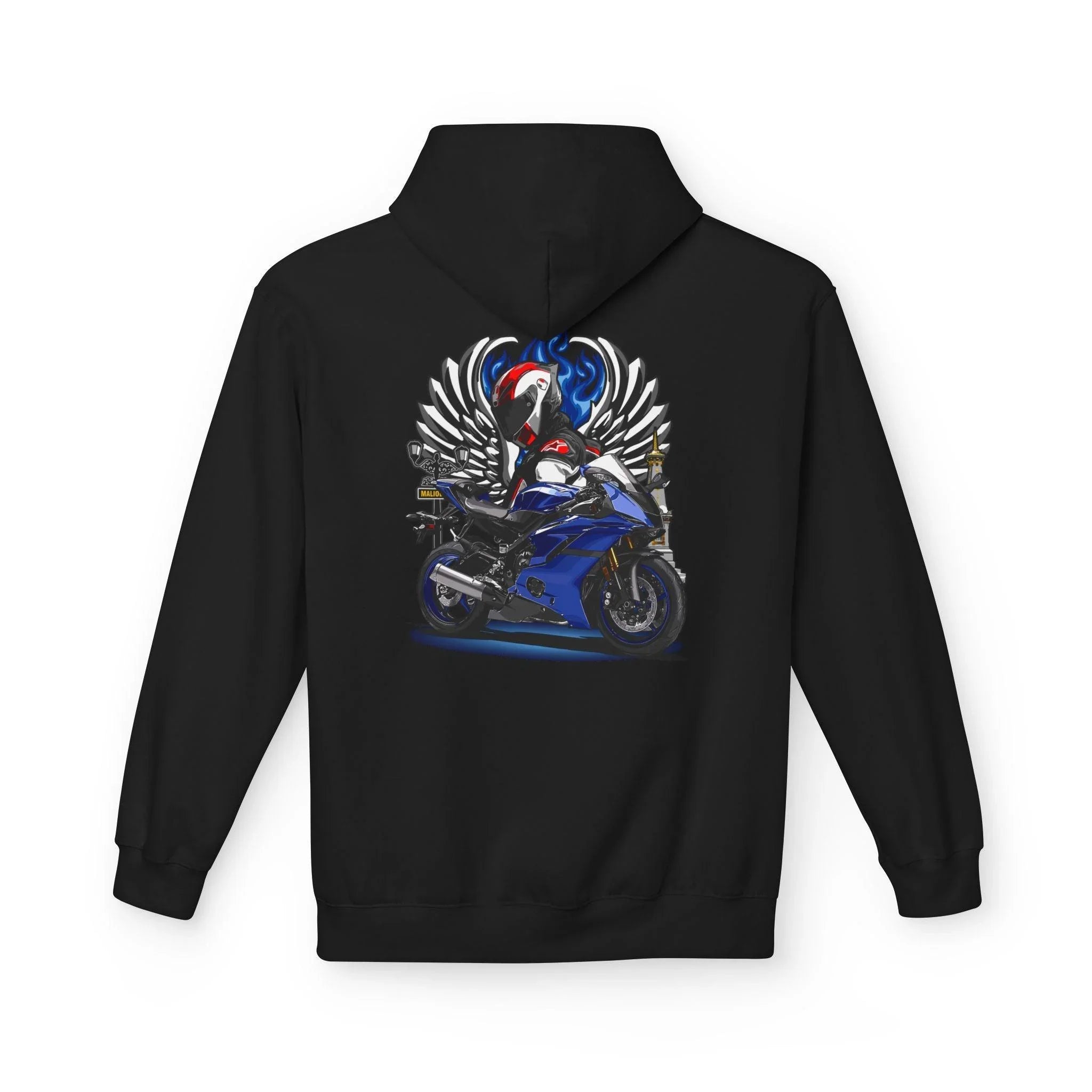 Yamaha R6 Winged Biker Fleece Hoodie - Ultimate Comfort for Motorcycle Lovers
