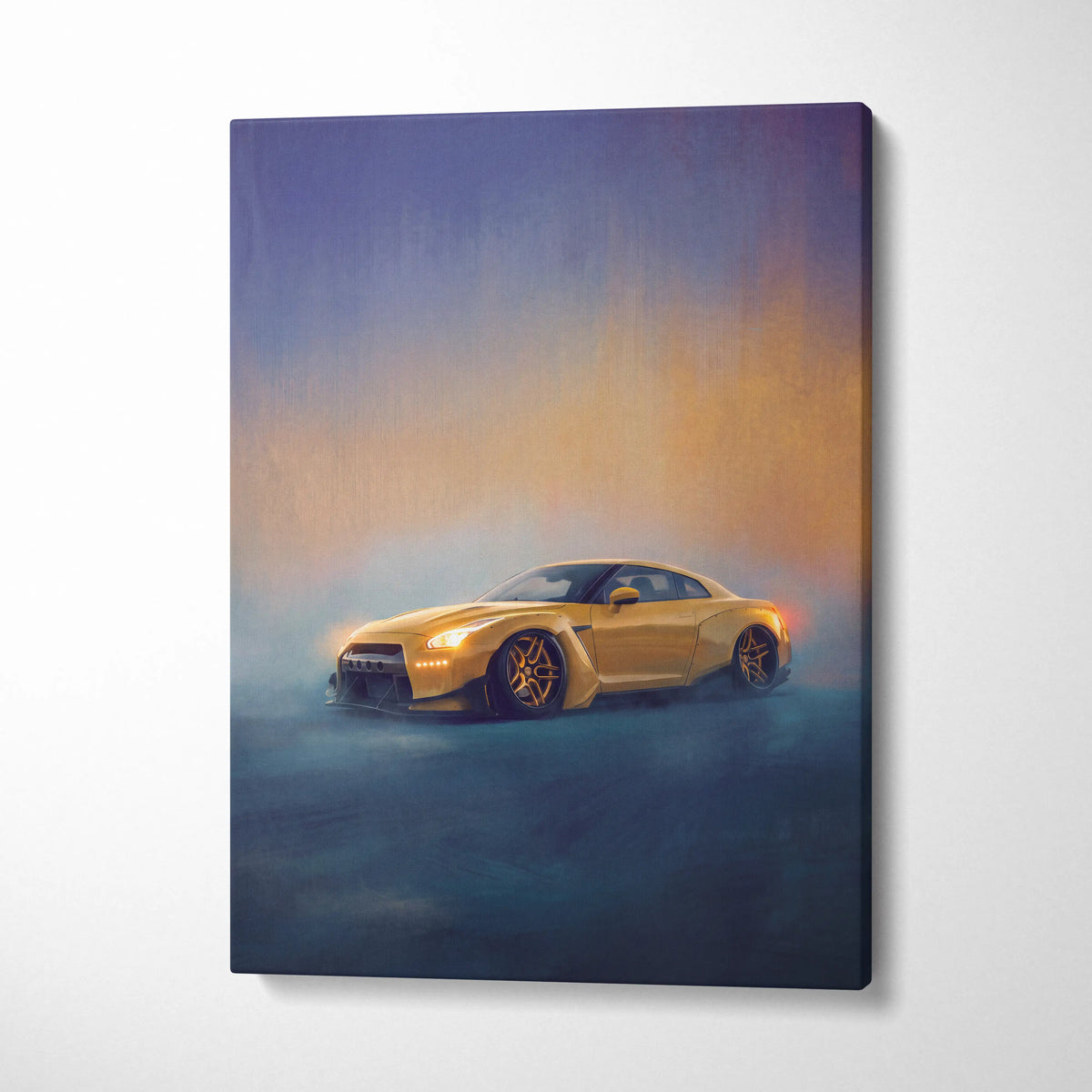 Nissan GT-R Inspired Automotive Wall Art, Supercar Canvas Print for Living Room Decor