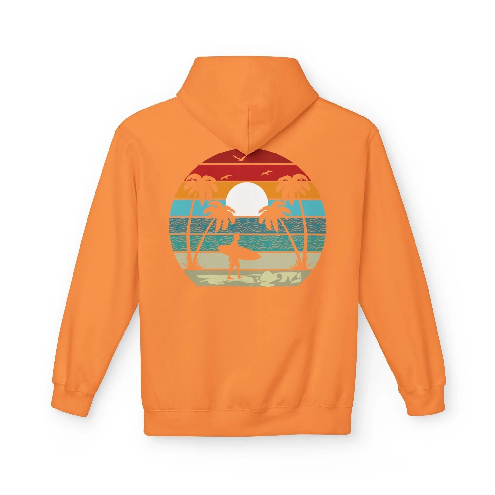 Classic Coastal Vibes Fleece Hoodie - Retro Surfer Style for Ultimate Comfort