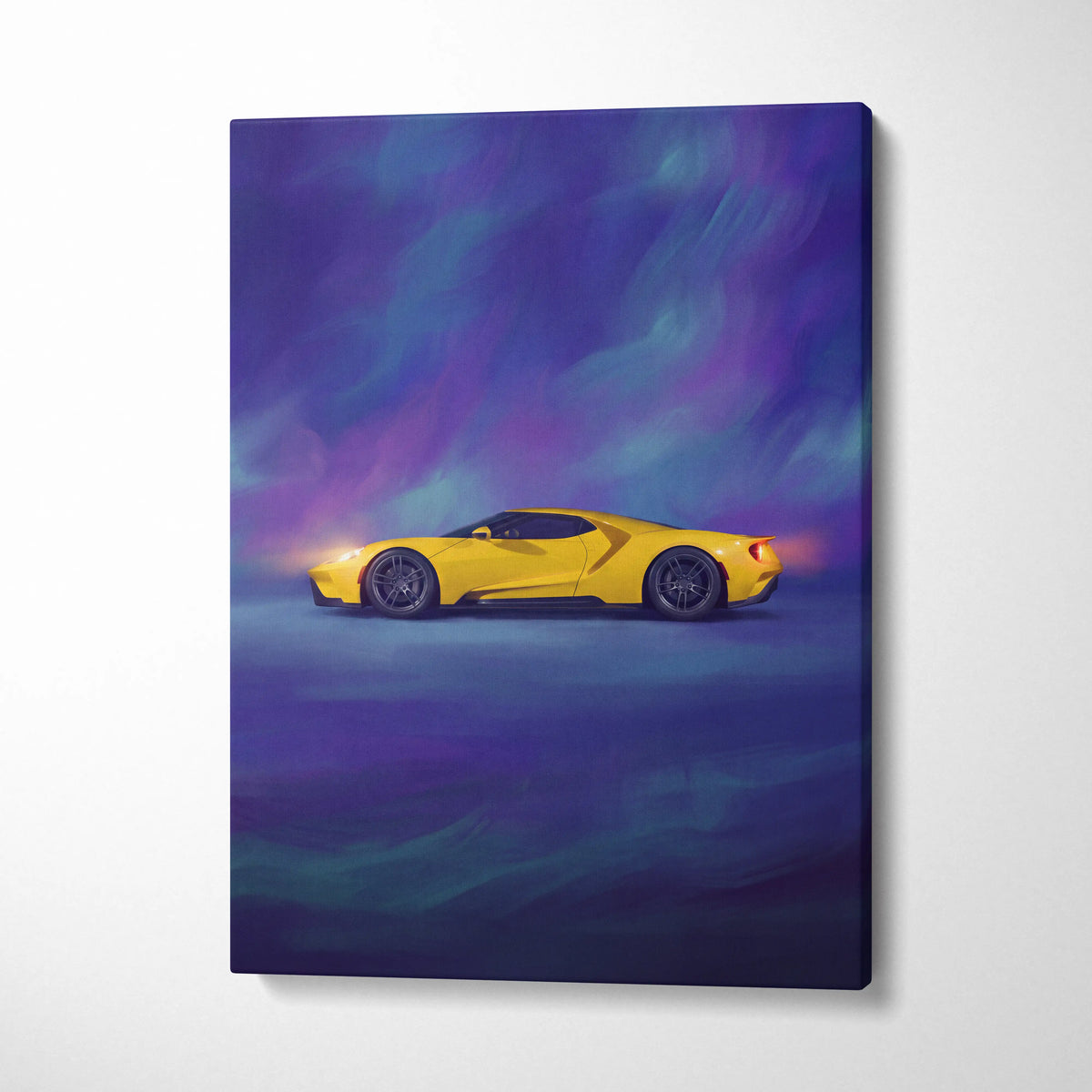Ford GT Inspired Car Wall Art, Modern Supercar Canvas Print for Office Decor