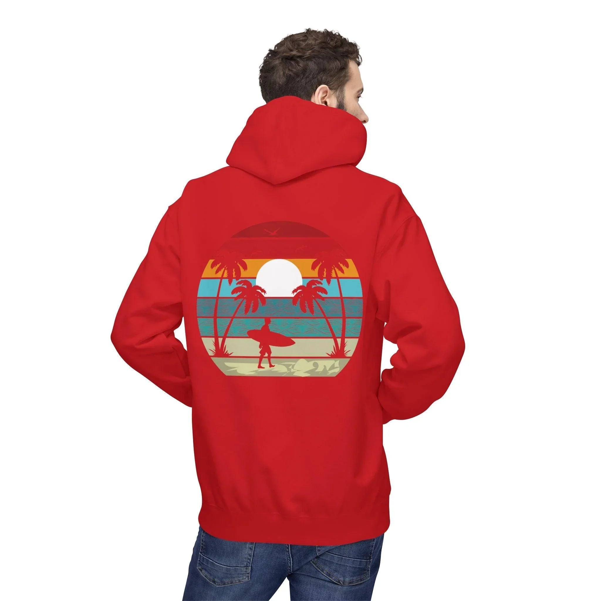 Classic Coastal Vibes Fleece Hoodie - Retro Surfer Style for Ultimate Comfort