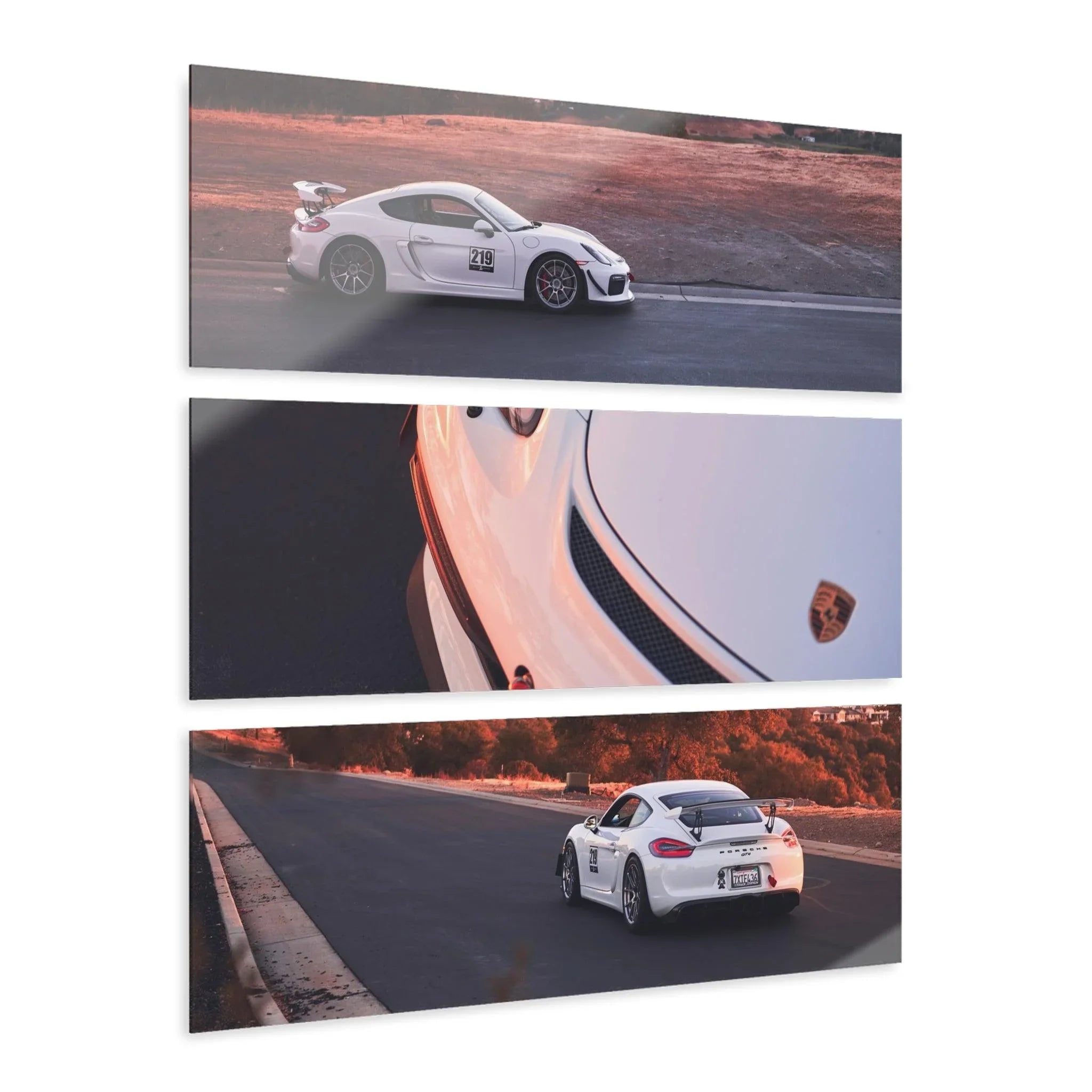 Porsche GT4 3-Piece Acrylic Wall Art #001 for Car Lovers