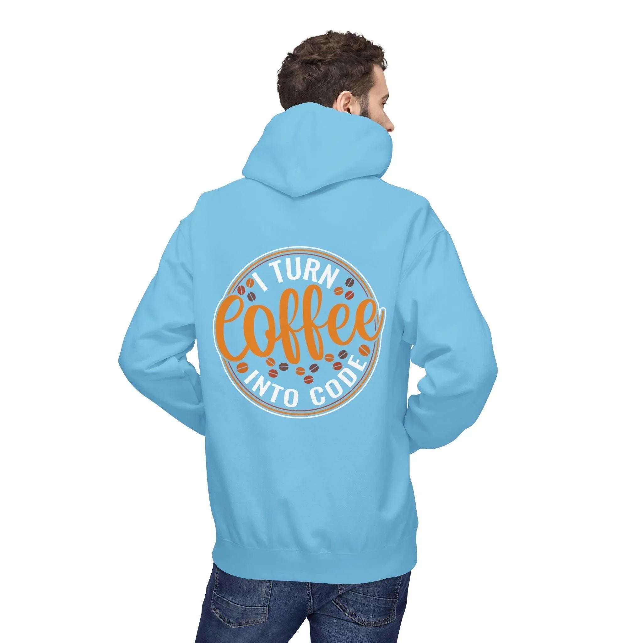 "I Turn Coffee Into Code" Cozy Hoodie for Coders and Tech Lovers