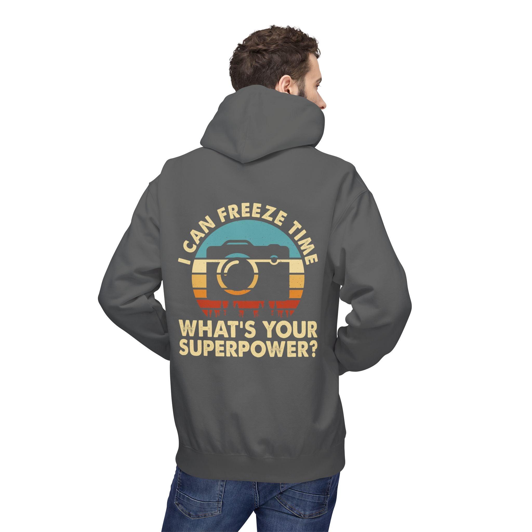 "I Can Freeze Time" Cozy Photographer's Fleece Hoodie - Perfect for Creative Souls!